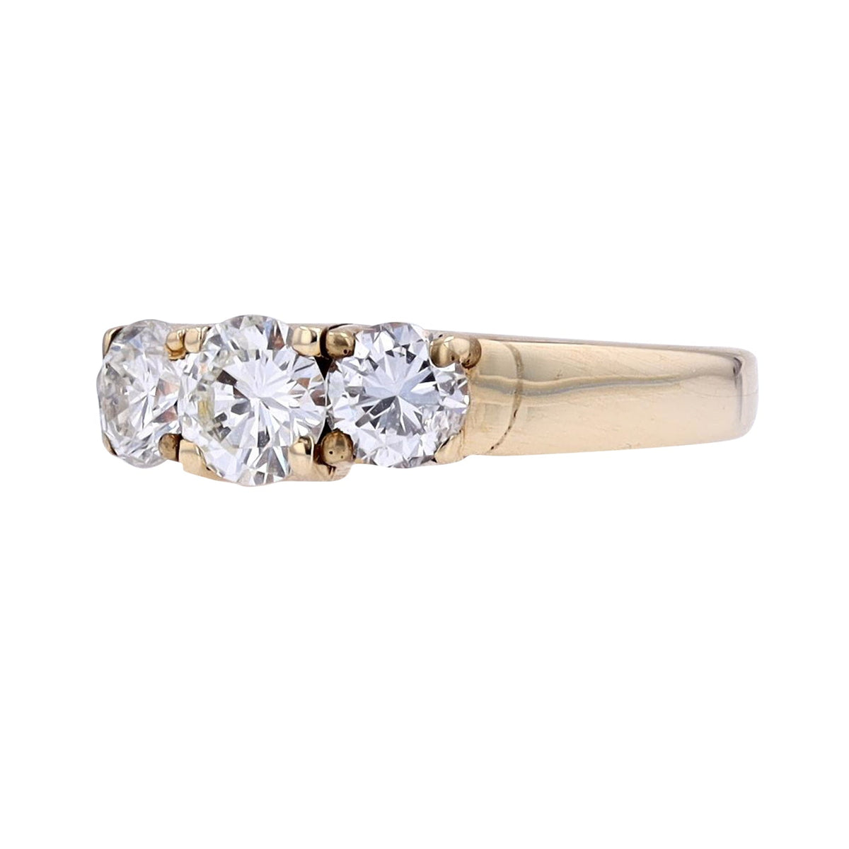 14K YG 1/2 CTR Diamond Three Stone Engagement Ring