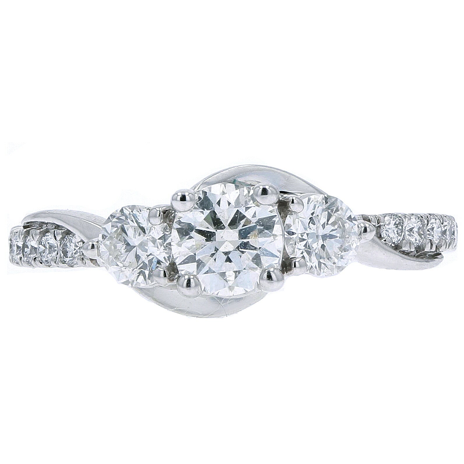 14K WG Three Stone Engagement Ring