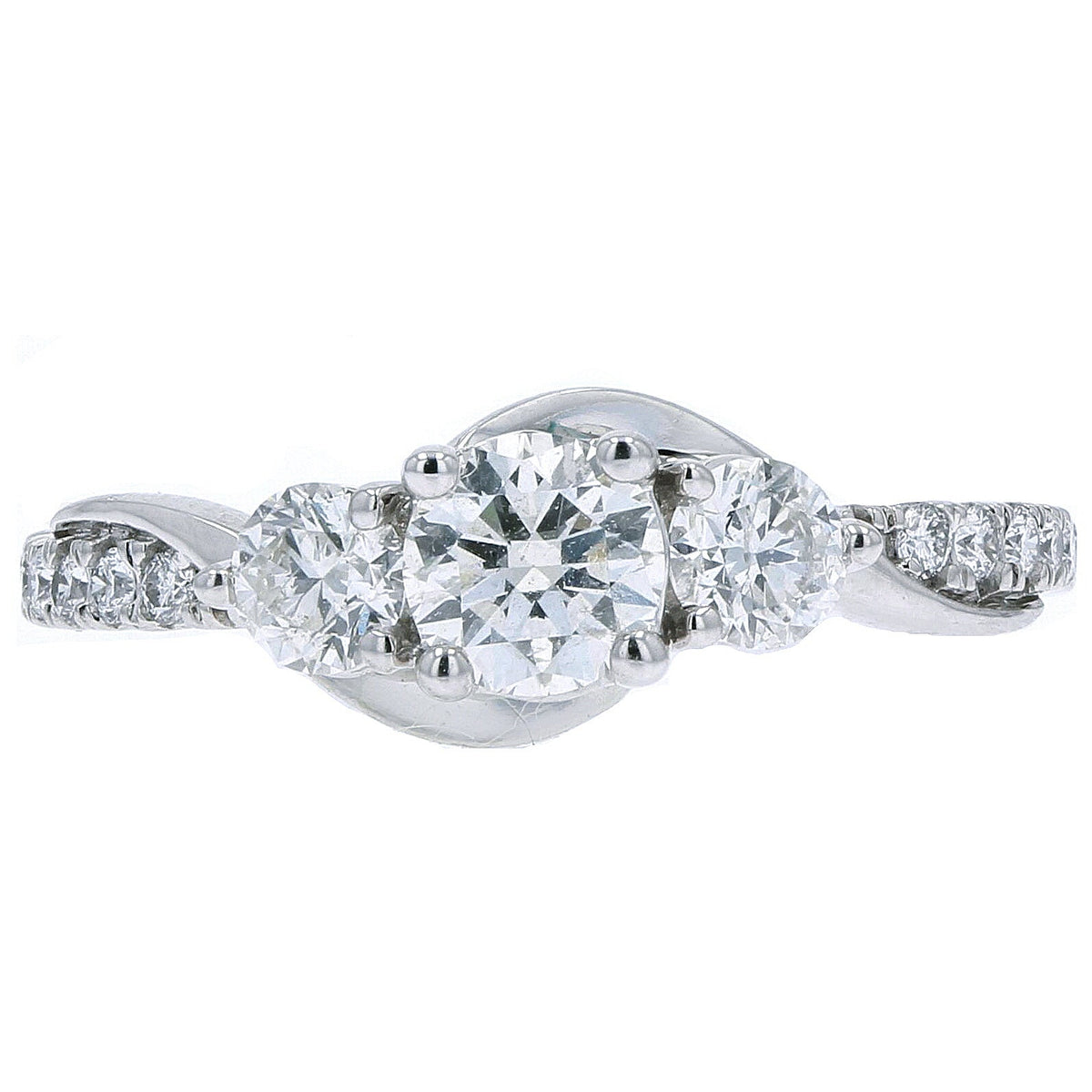 14K WG Three Stone Engagement Ring