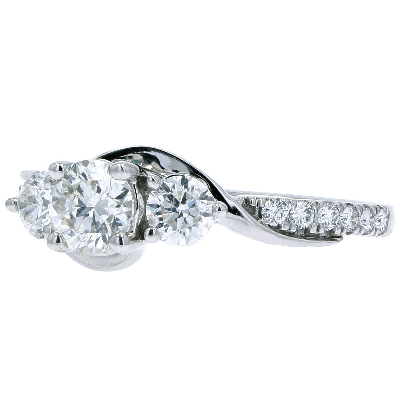 14K WG Three Stone Engagement Ring