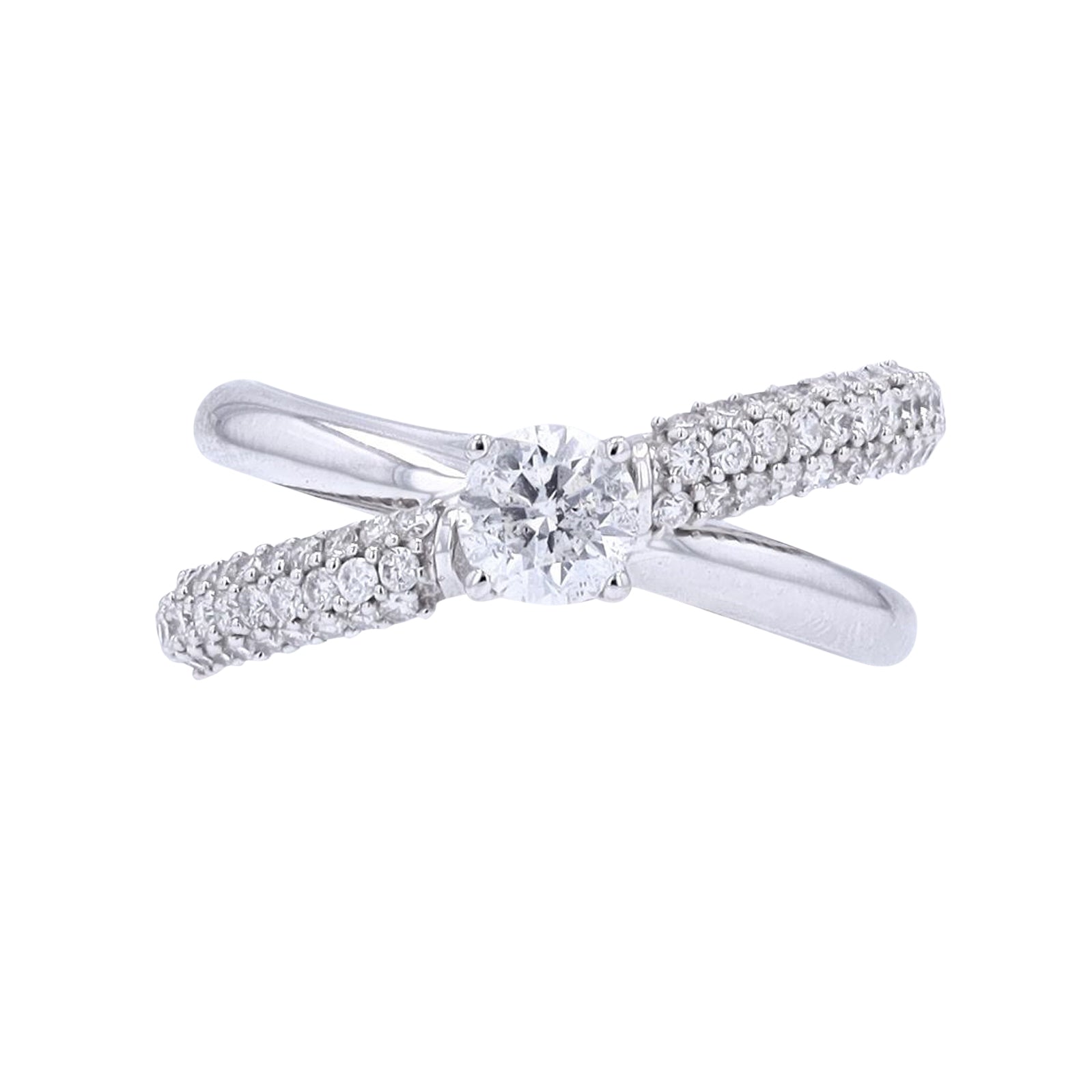 14K WG 1/2 CT Center Bypass Mounting Engagement Ring