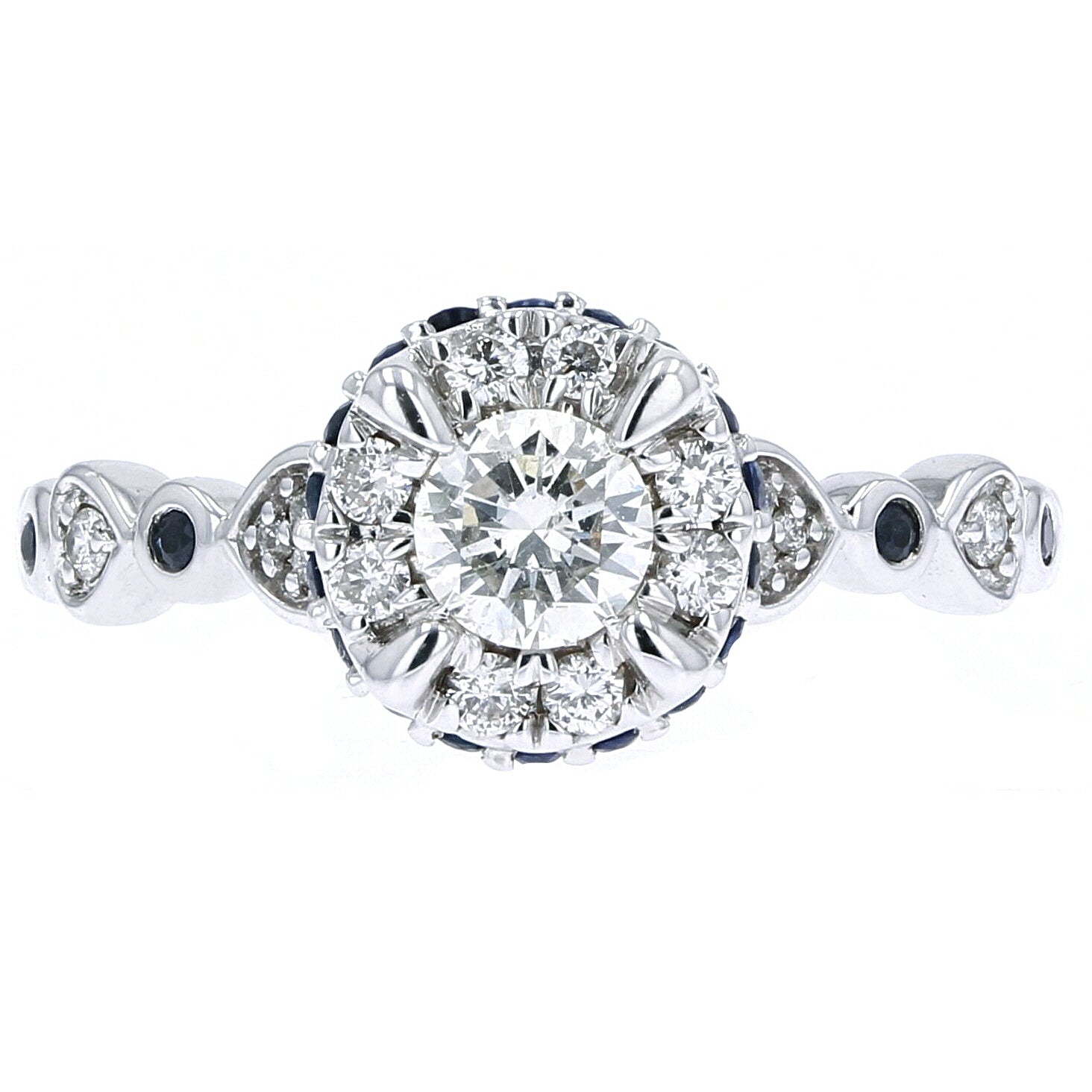 14K WG Sapphire Accent Engagement Ring