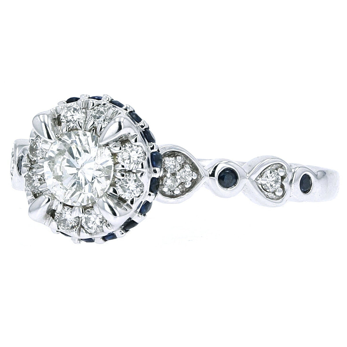 14K WG Sapphire Accent Engagement Ring