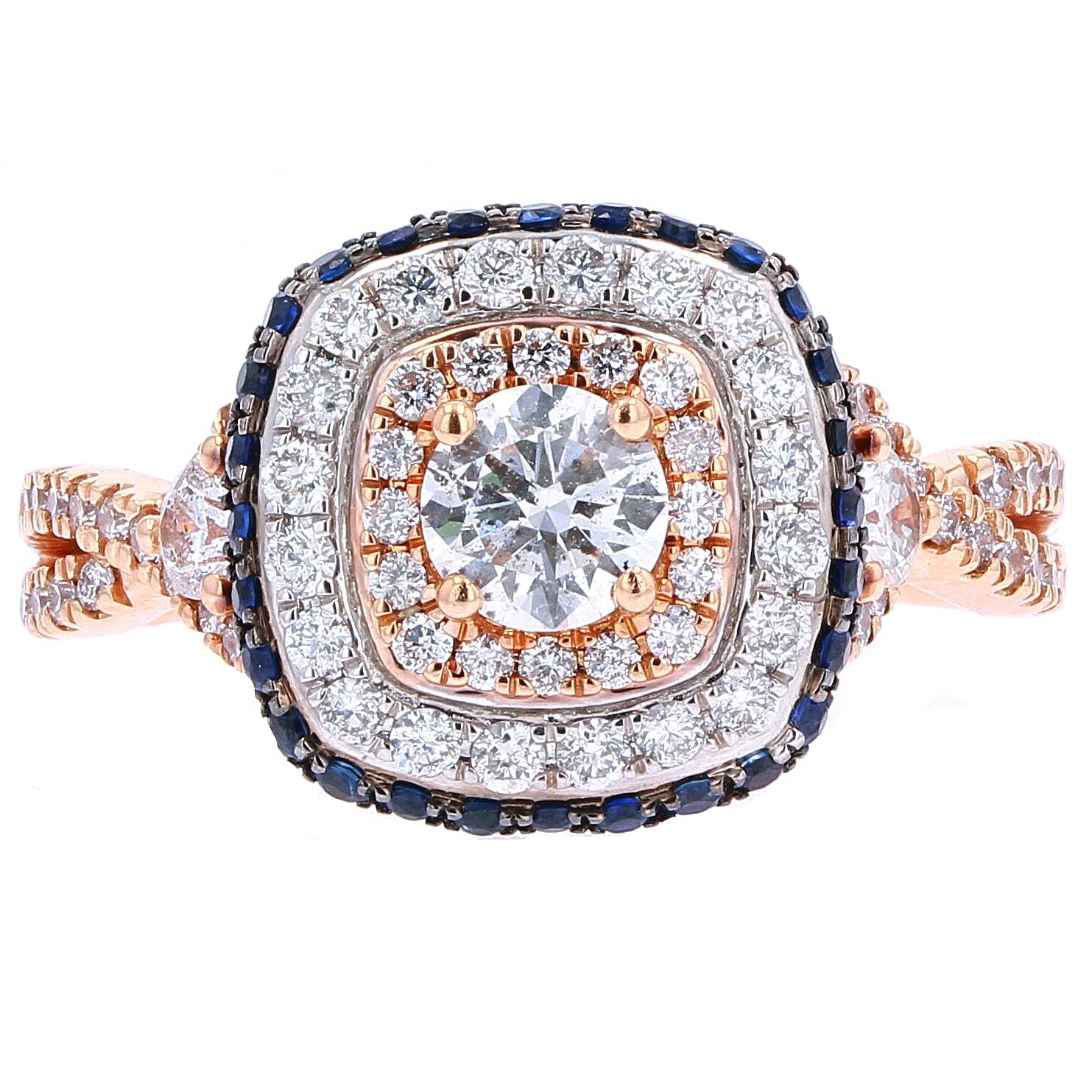 14K RG Sapphire Accent Engagement Ring