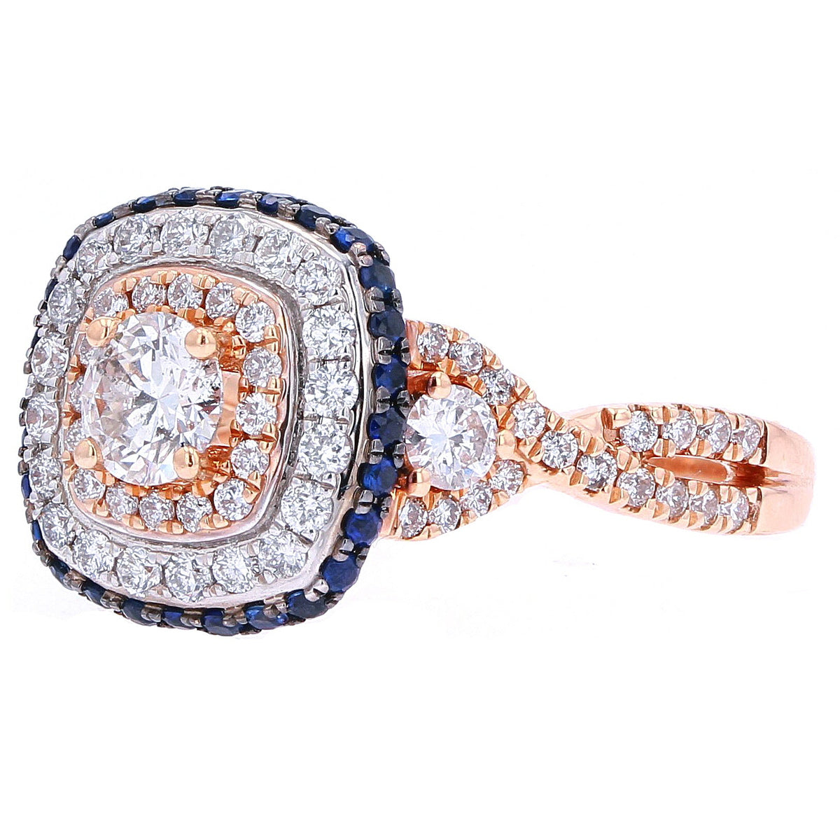 14K RG Sapphire Accent Engagement Ring