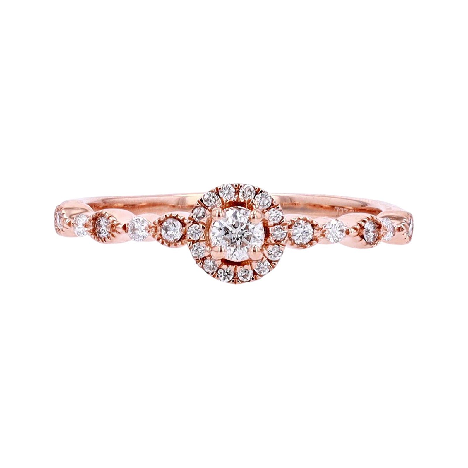 14K RG Halo Engagement Ring