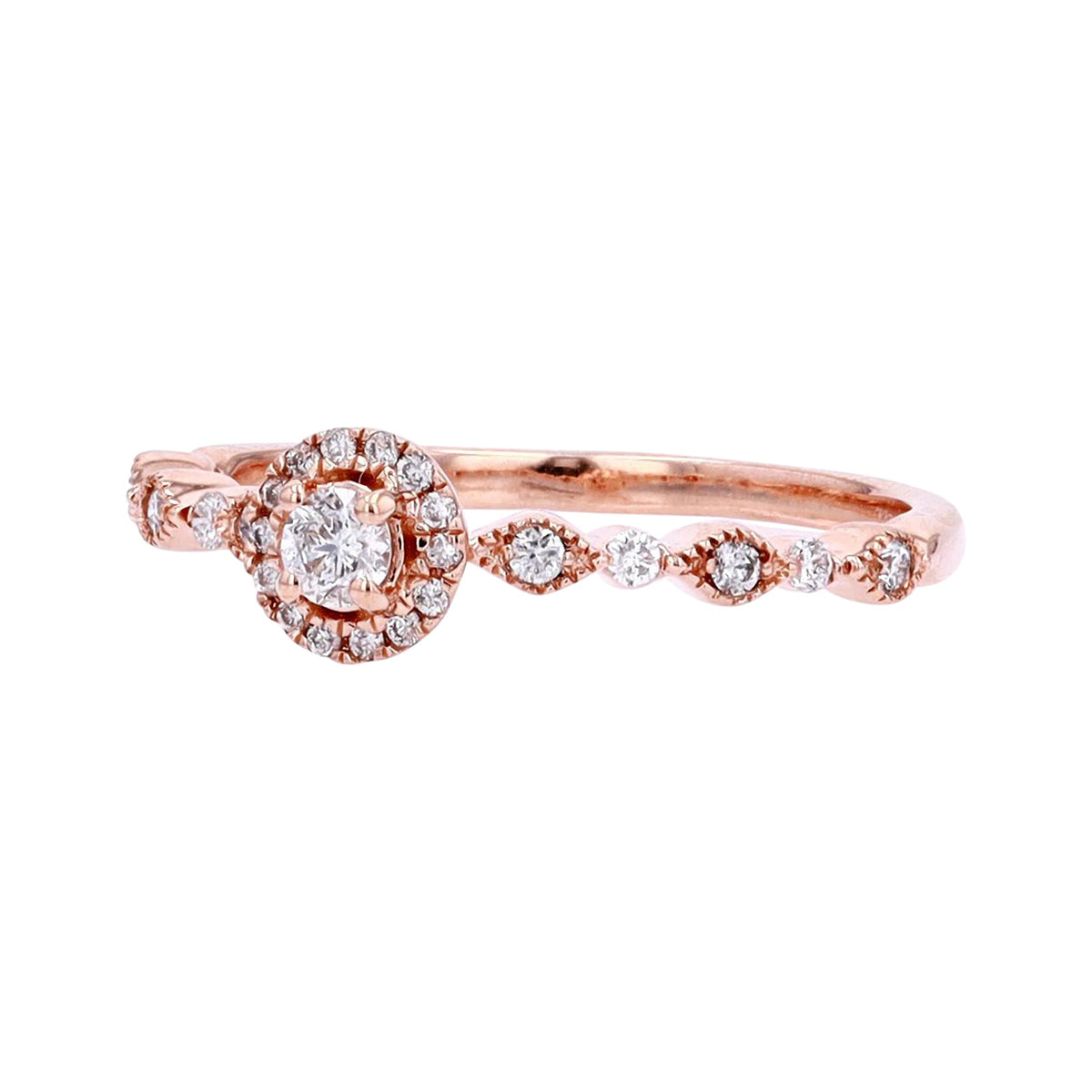 14K RG Halo Engagement Ring