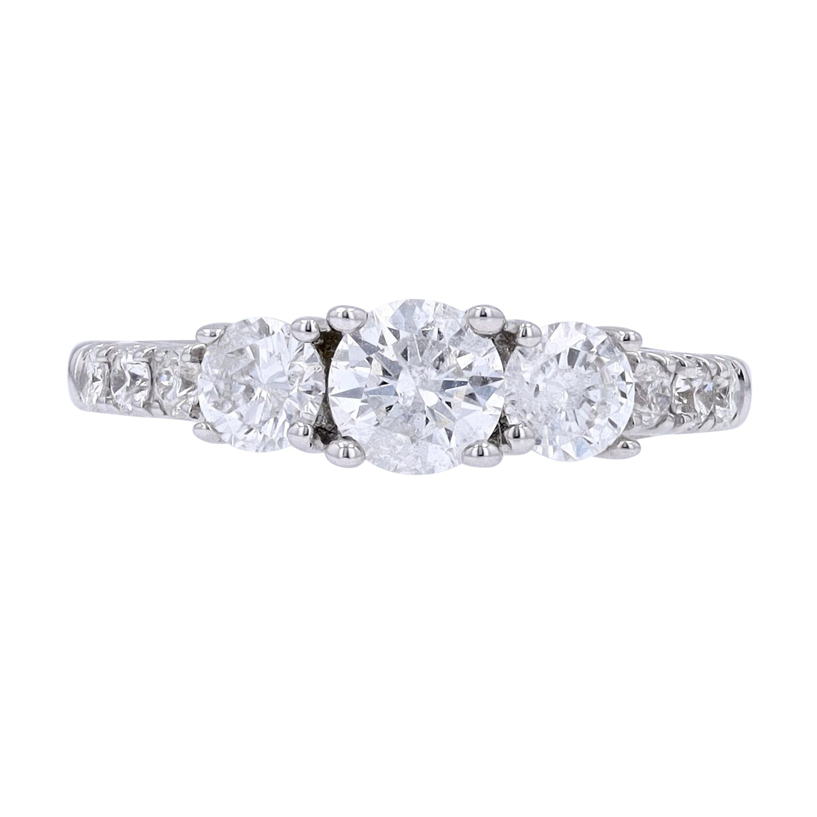 14K WG 1 1/2 CTW Three Stone Engagement Ring