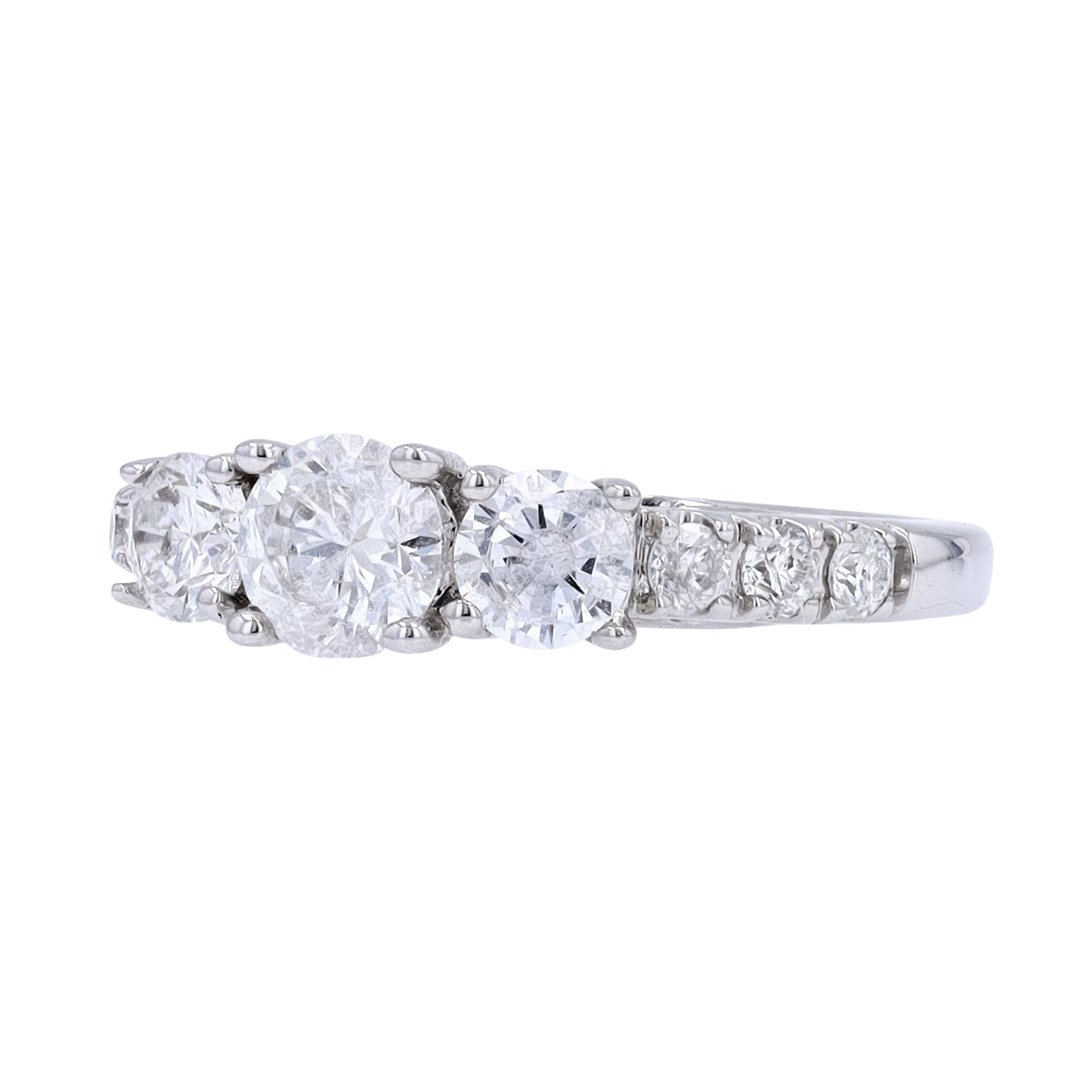 14K WG 1 1/2 CTW Three Stone Engagement Ring