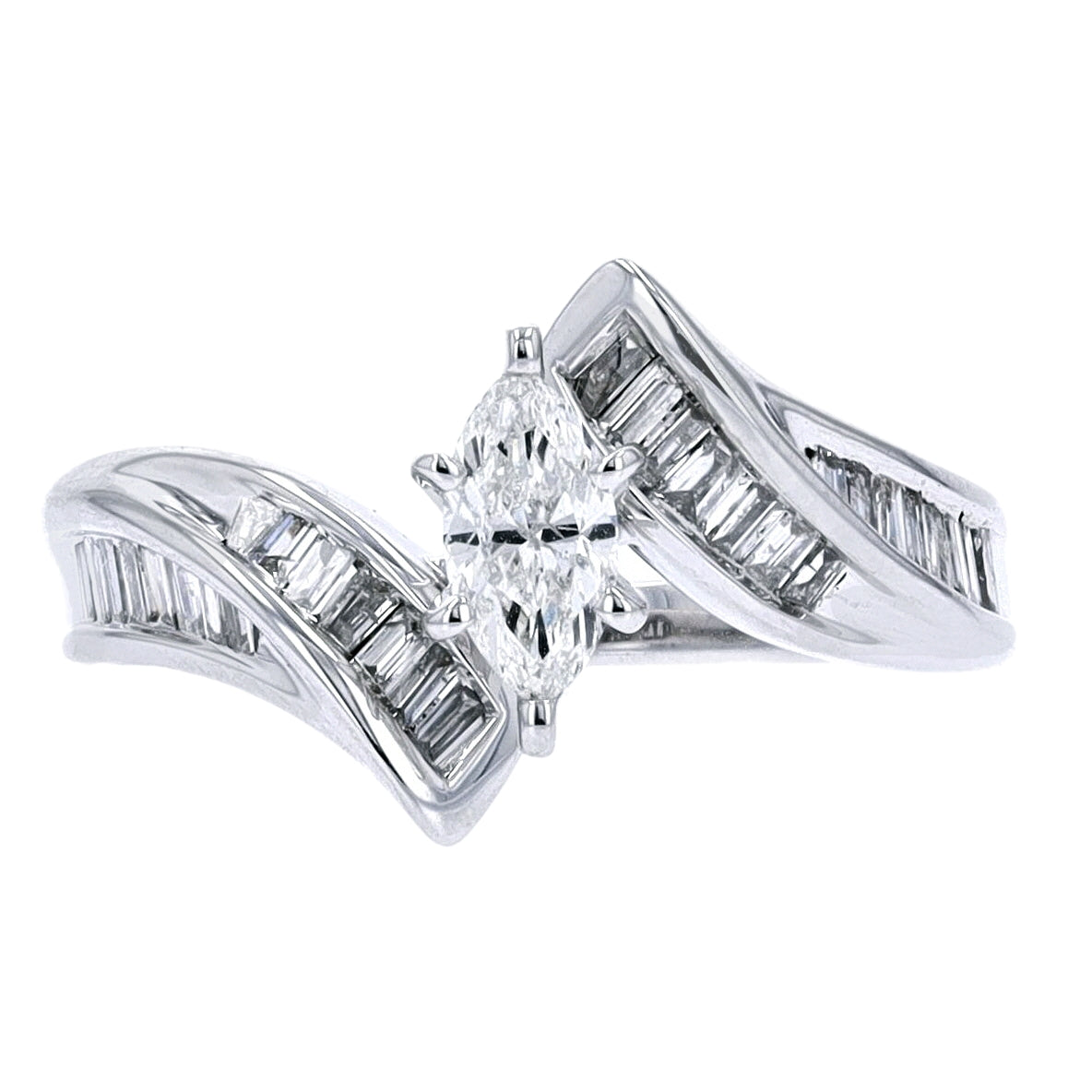 14K WG Marquise Center Engagement Ring