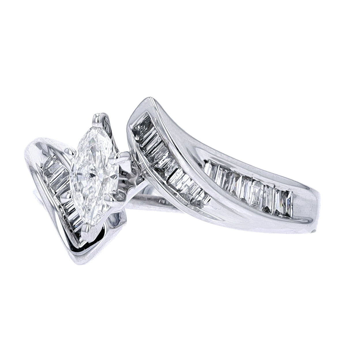 14K WG Marquise Center Engagement Ring