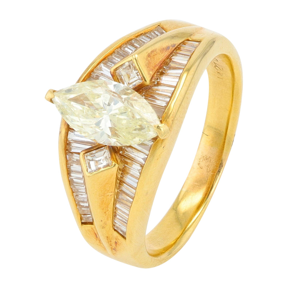 18K YG 2.12 CT Diamond Marquise Engagement Ring