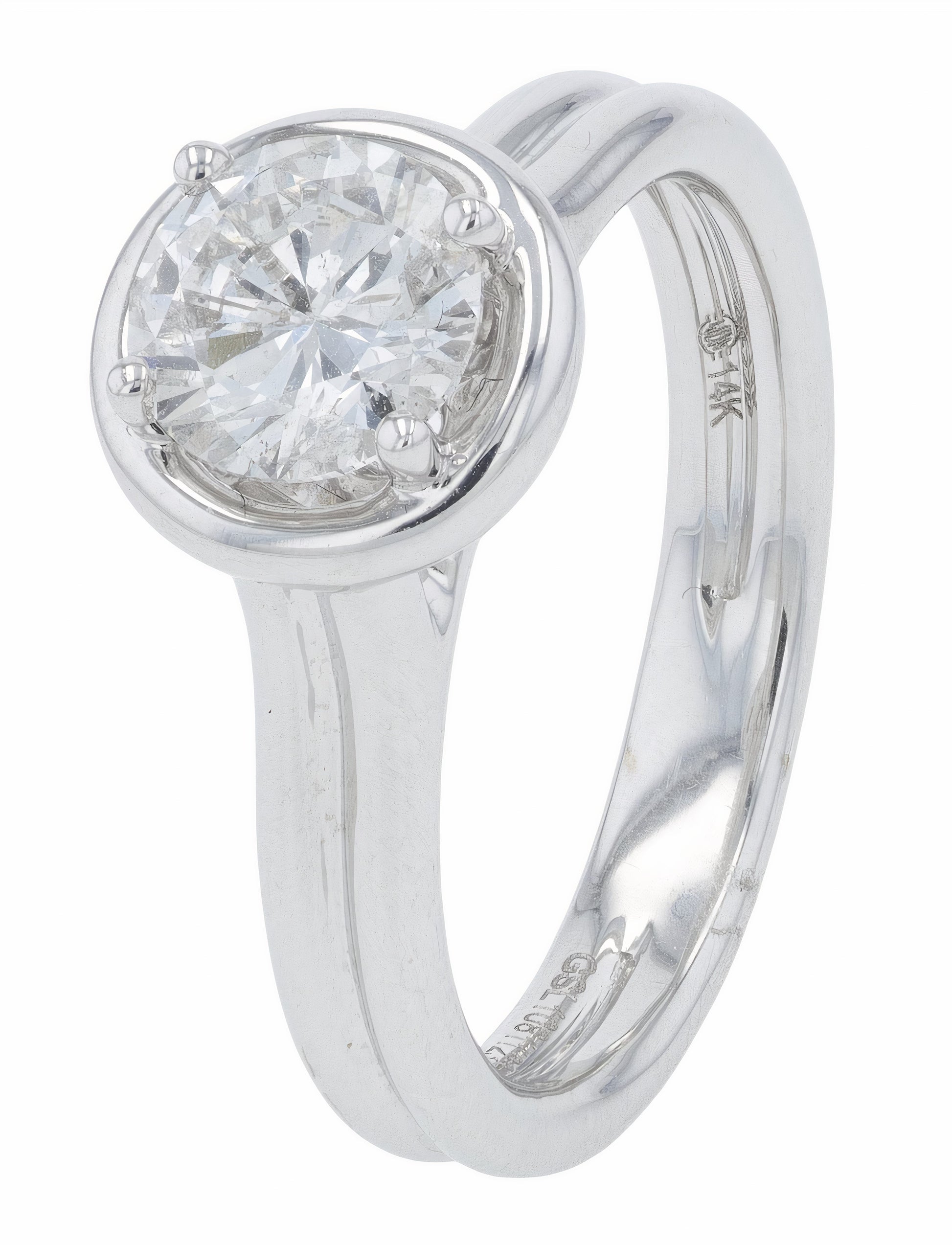 14K WG 1 CT Diamond Solitaire Engagement Ring