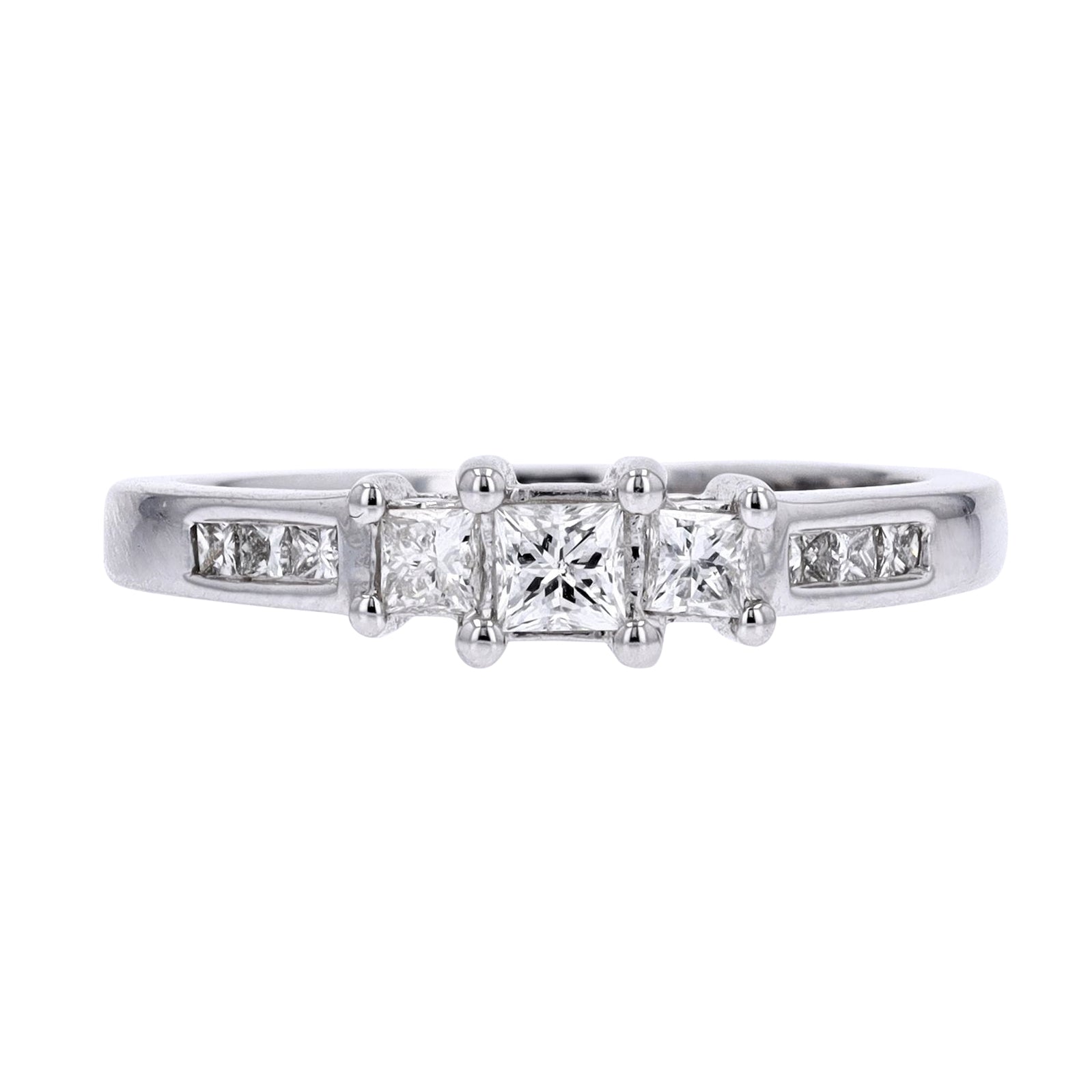 14K WG Three Stone Engagement Ring