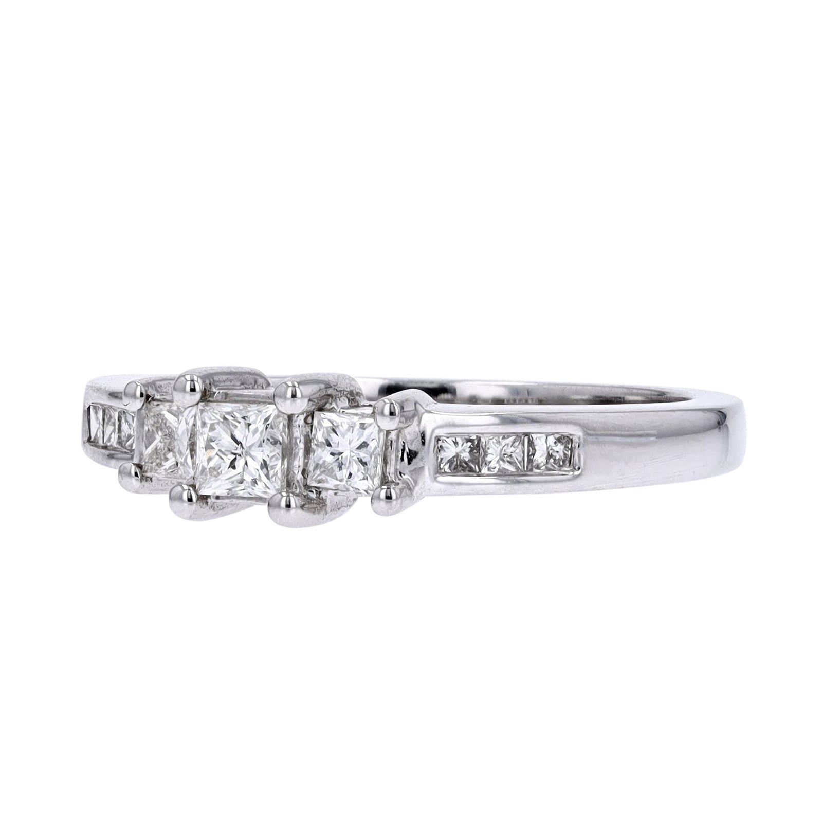 14K WG Three Stone Engagement Ring