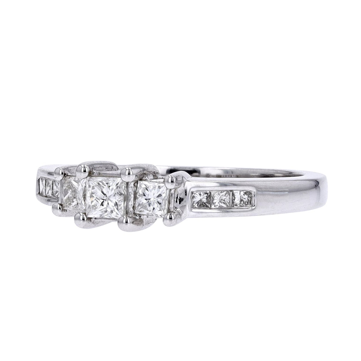 14K WG Three Stone Engagement Ring