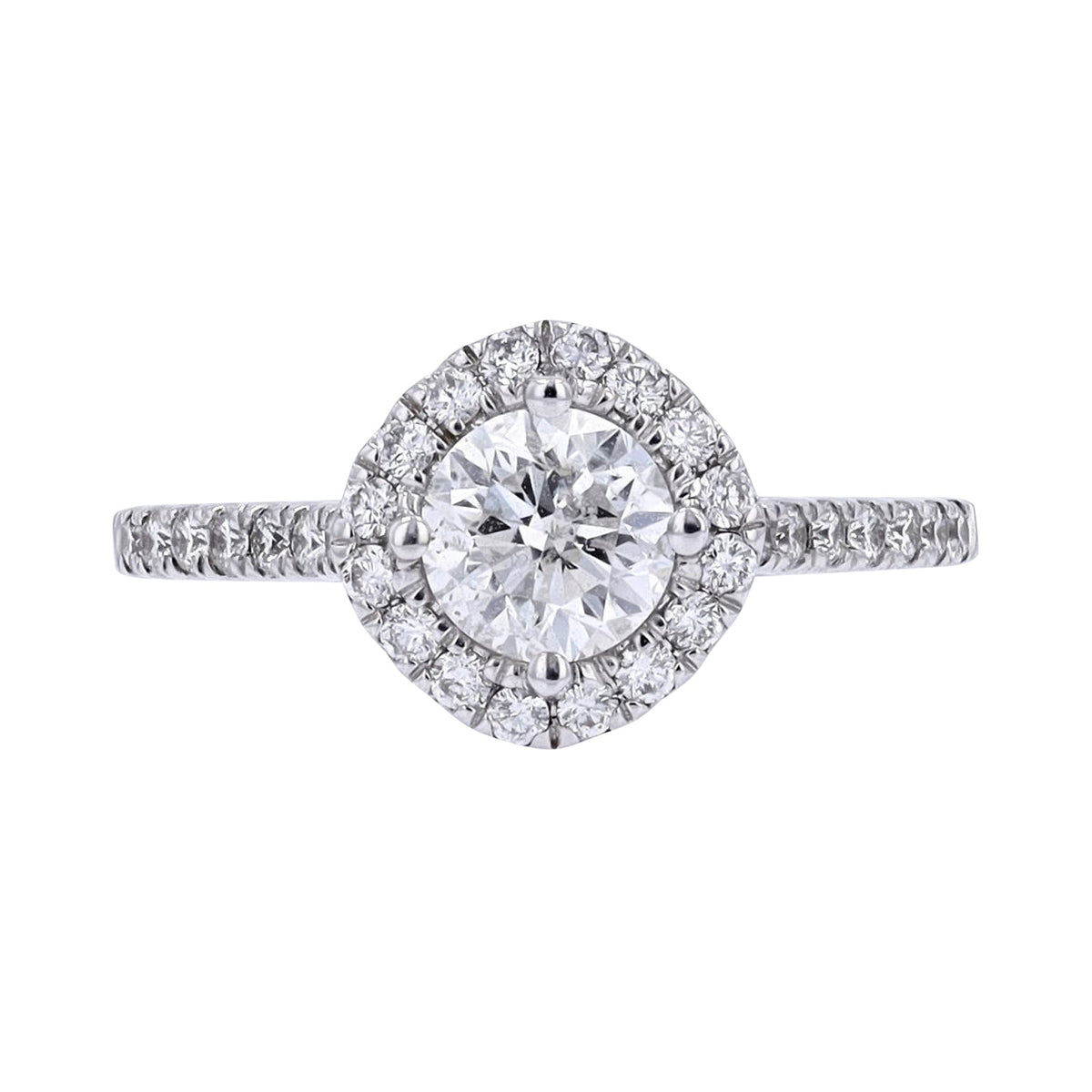 14K WG 1 CT Round Center Halo Engagement Ring