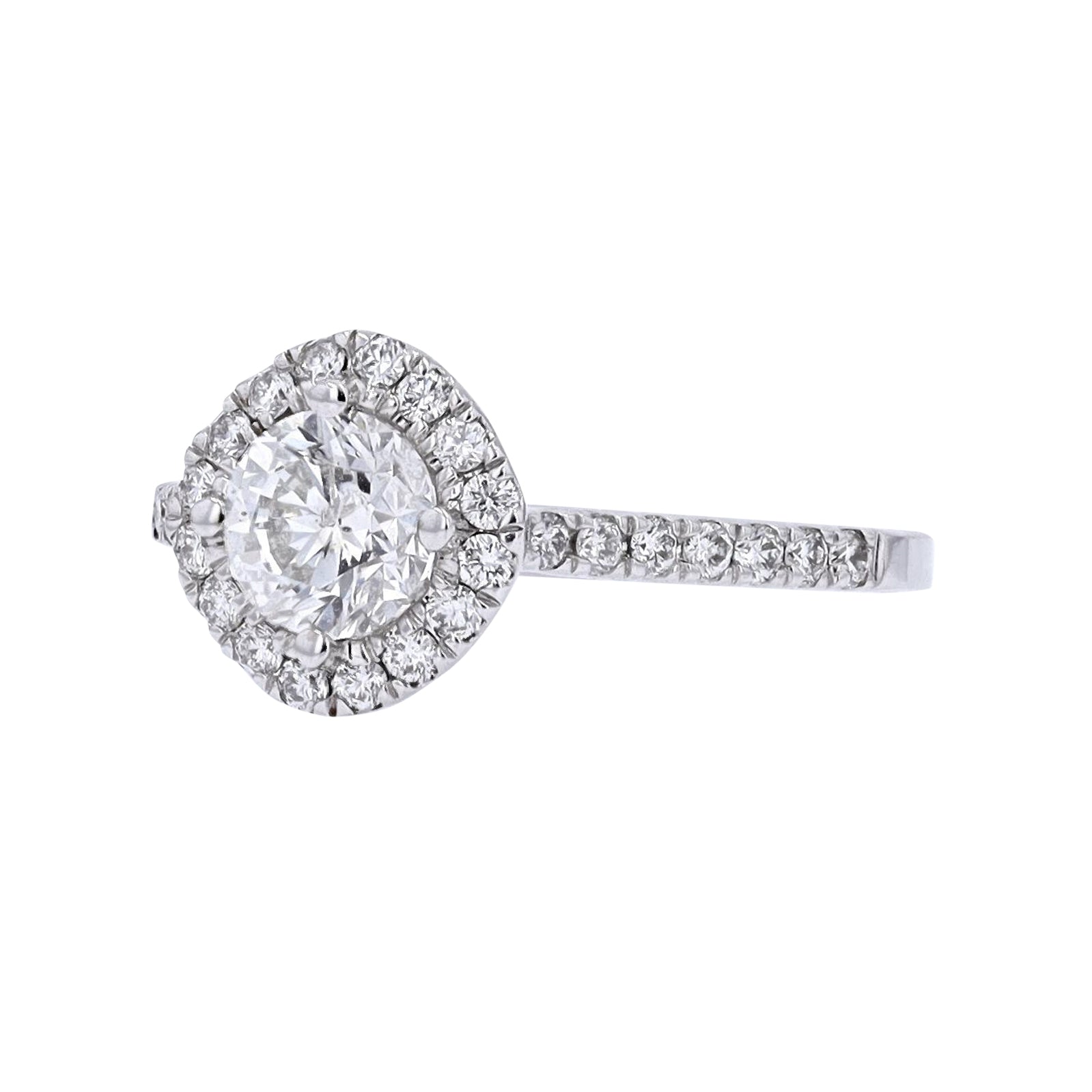 14K WG 1 CT Round Center Halo Engagement Ring