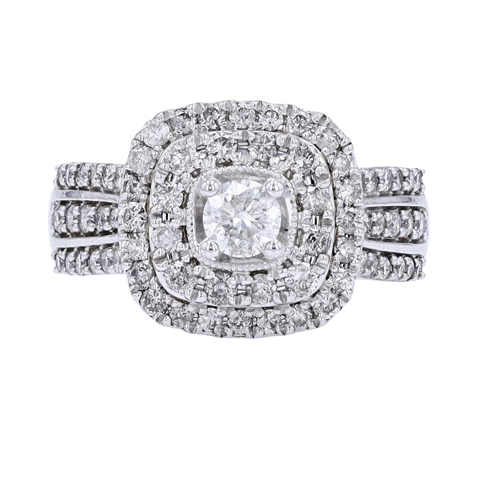 10K WG 1.25 CTW Diamond Cluster Ring