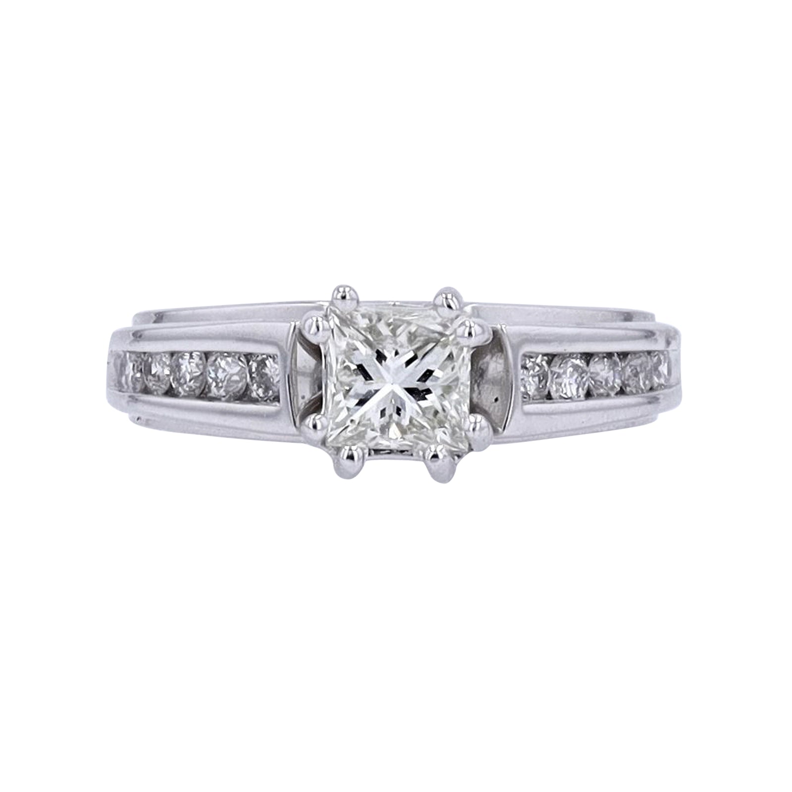 14K WG 3/4 CTR Princess Cut Diamond Engagement Ring