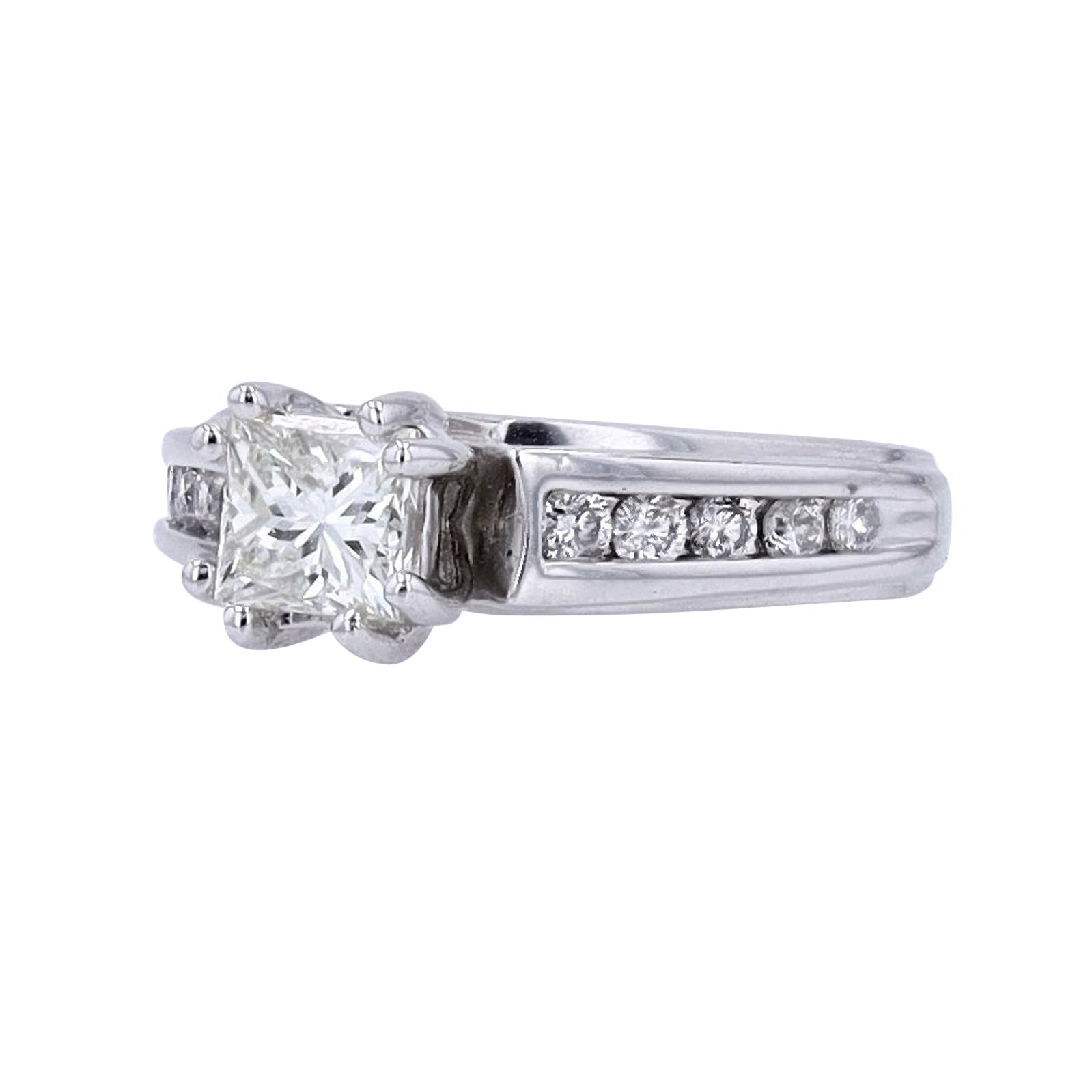 14K WG 3/4 CTR Princess Cut Diamond Engagement Ring