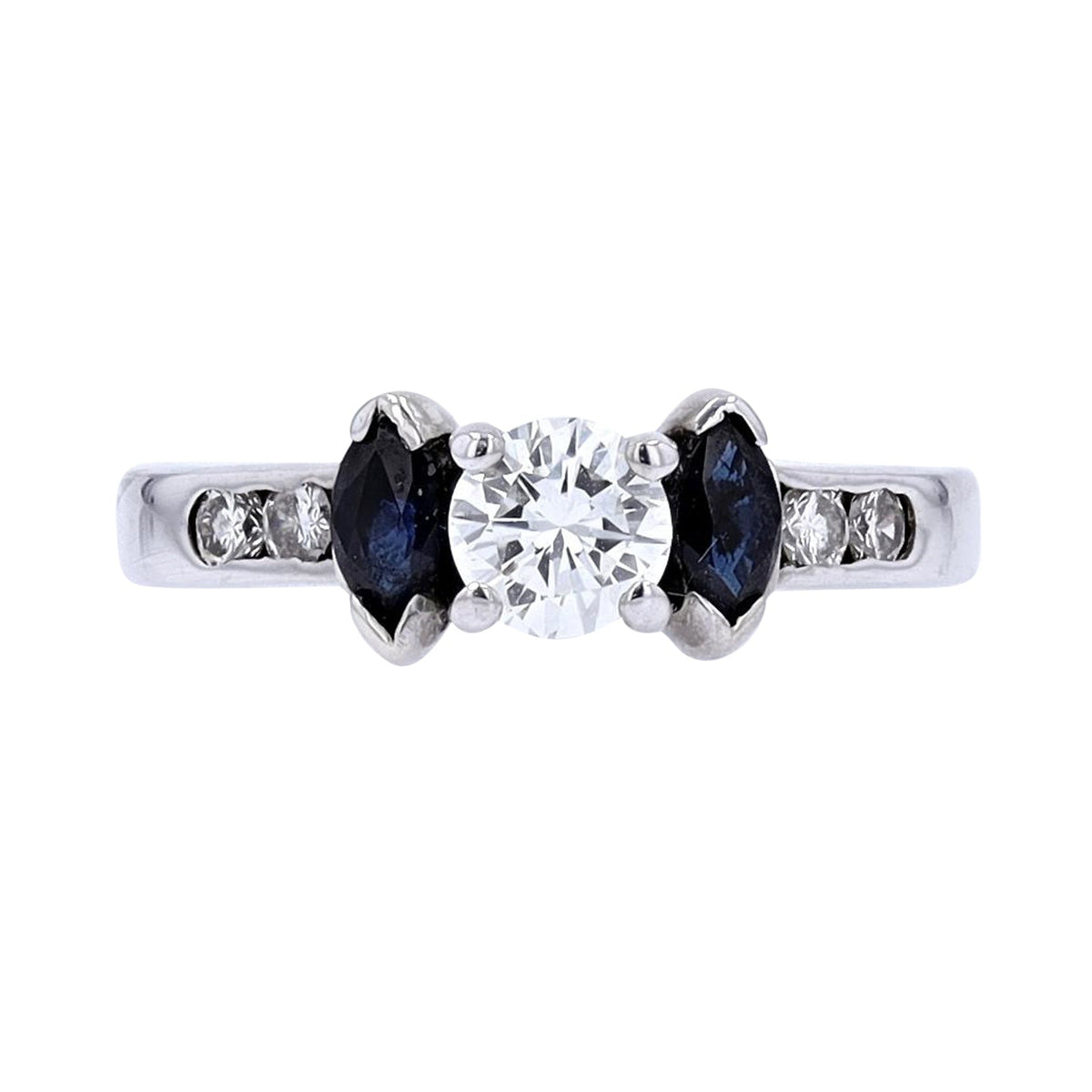 14K WG Sapphire & Diamond Engagement Ring
