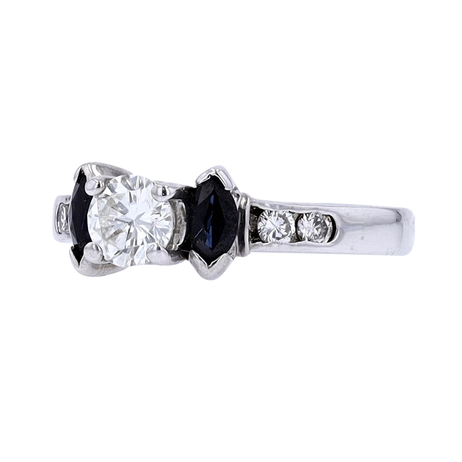 14K WG Sapphire & Diamond Engagement Ring