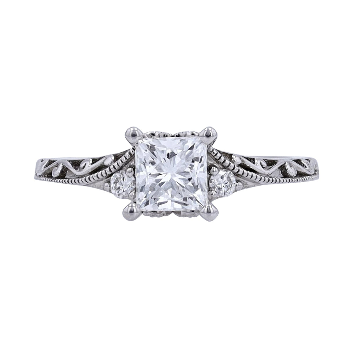 14K WG Princess Cut Center Leo Diamond Engagement Ring<p><strong>Leo Certificate Available</p></strong>