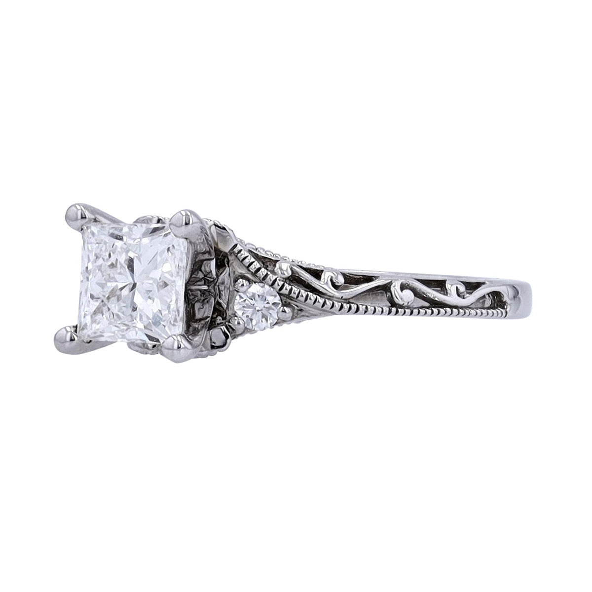 14K WG Princess Cut Center Leo Diamond Engagement Ring<p><strong>Leo Certificate Available</p></strong>