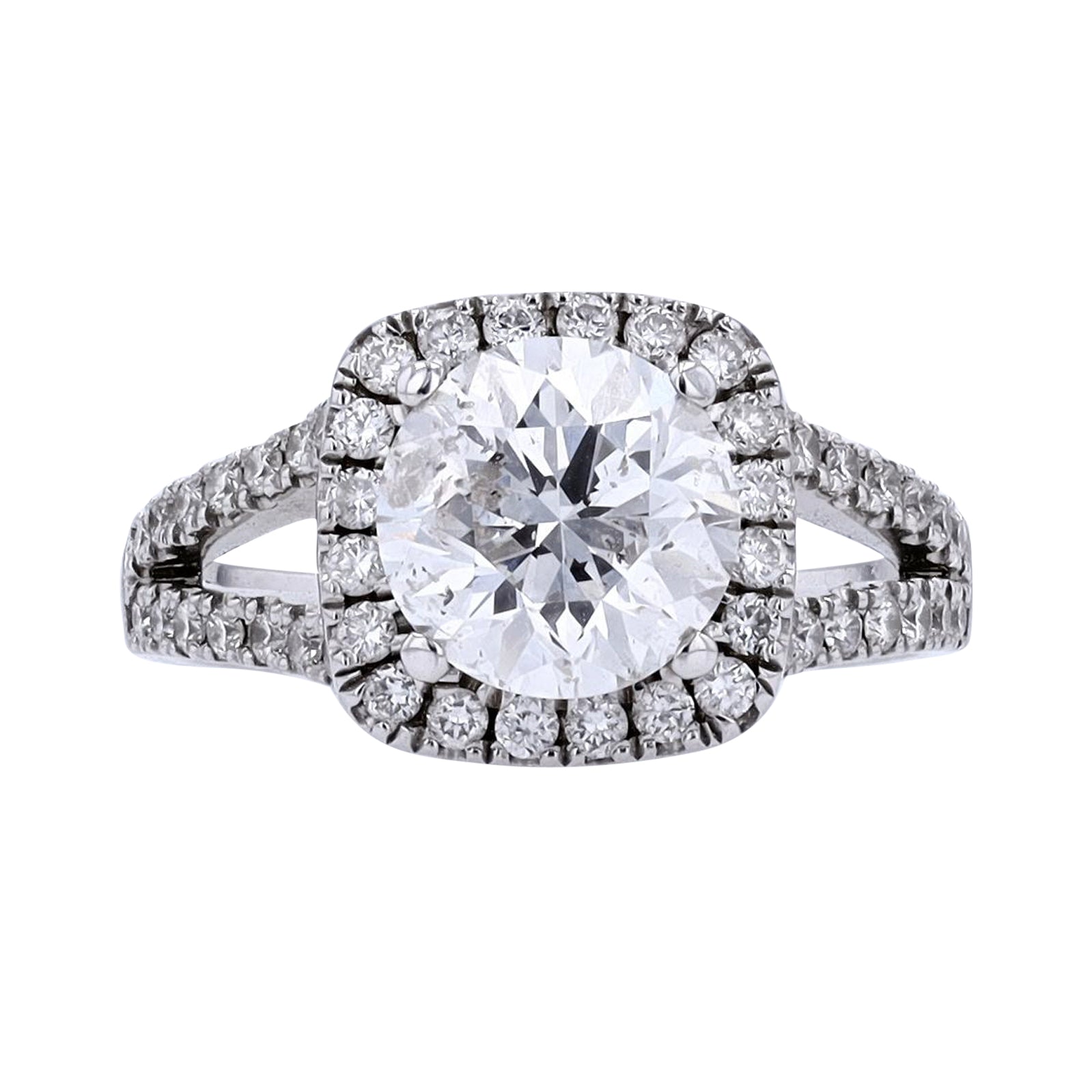 14K WG 2.11 CT Round Brilliant Center Ring