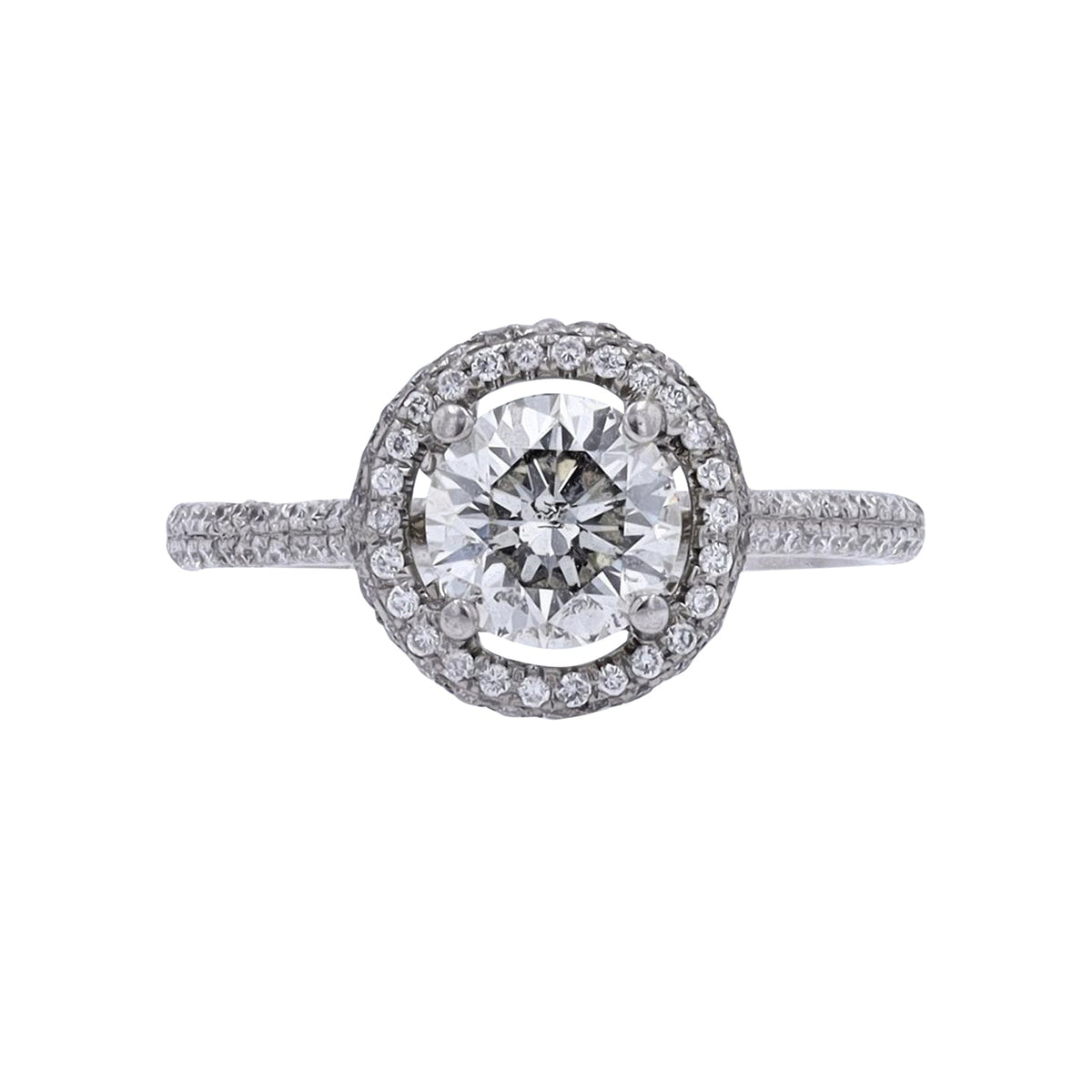 18K WG 1.10 CT Center Halo Engagement Ring