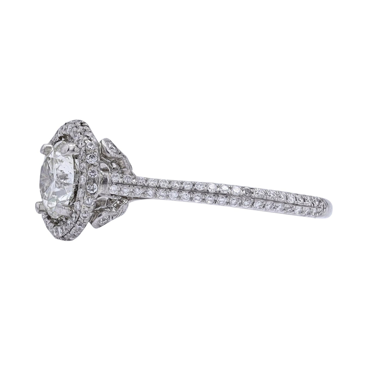 18K WG 1.10 CT Center Halo Engagement Ring