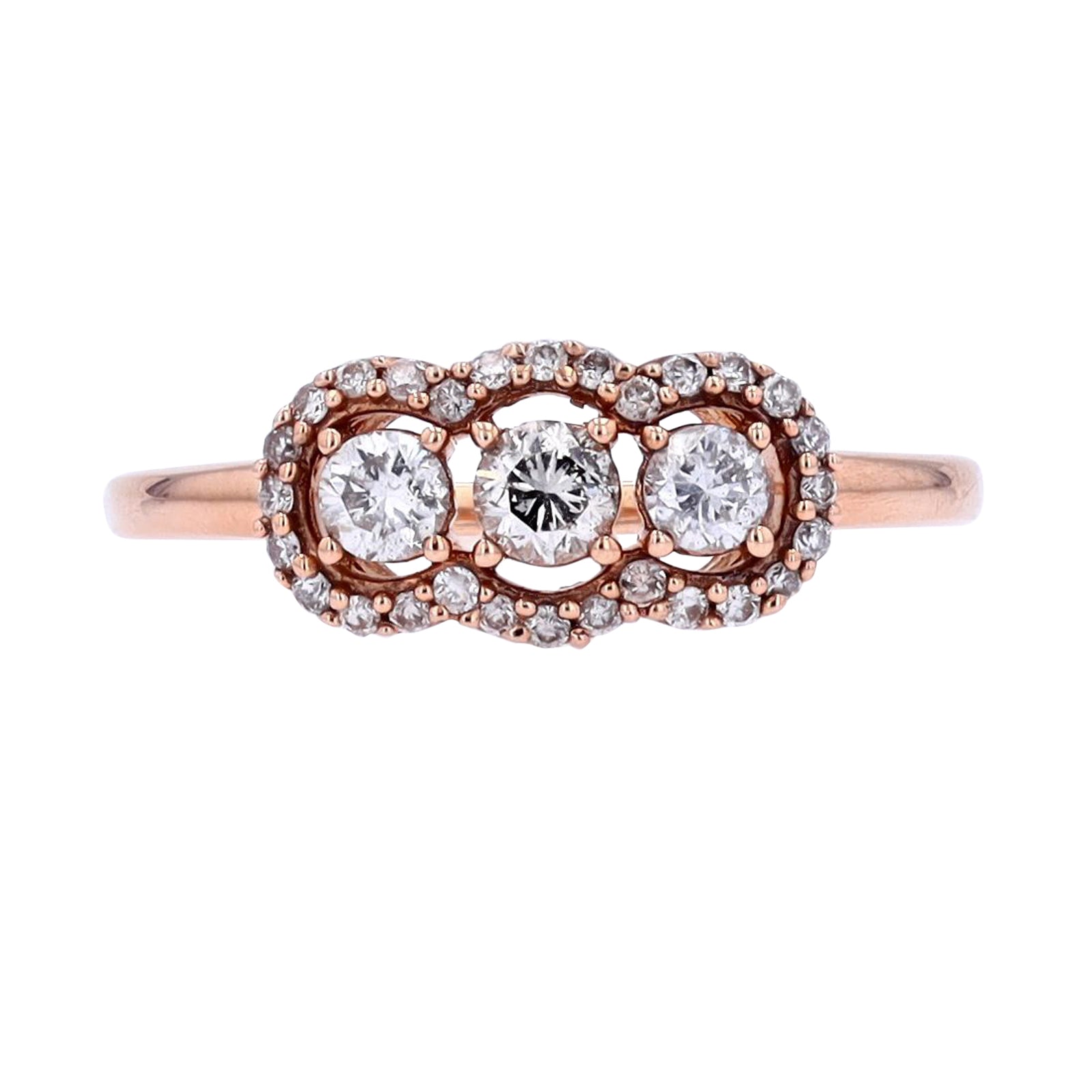 10K RG 1/2 CT Three Stone Engagement Ring