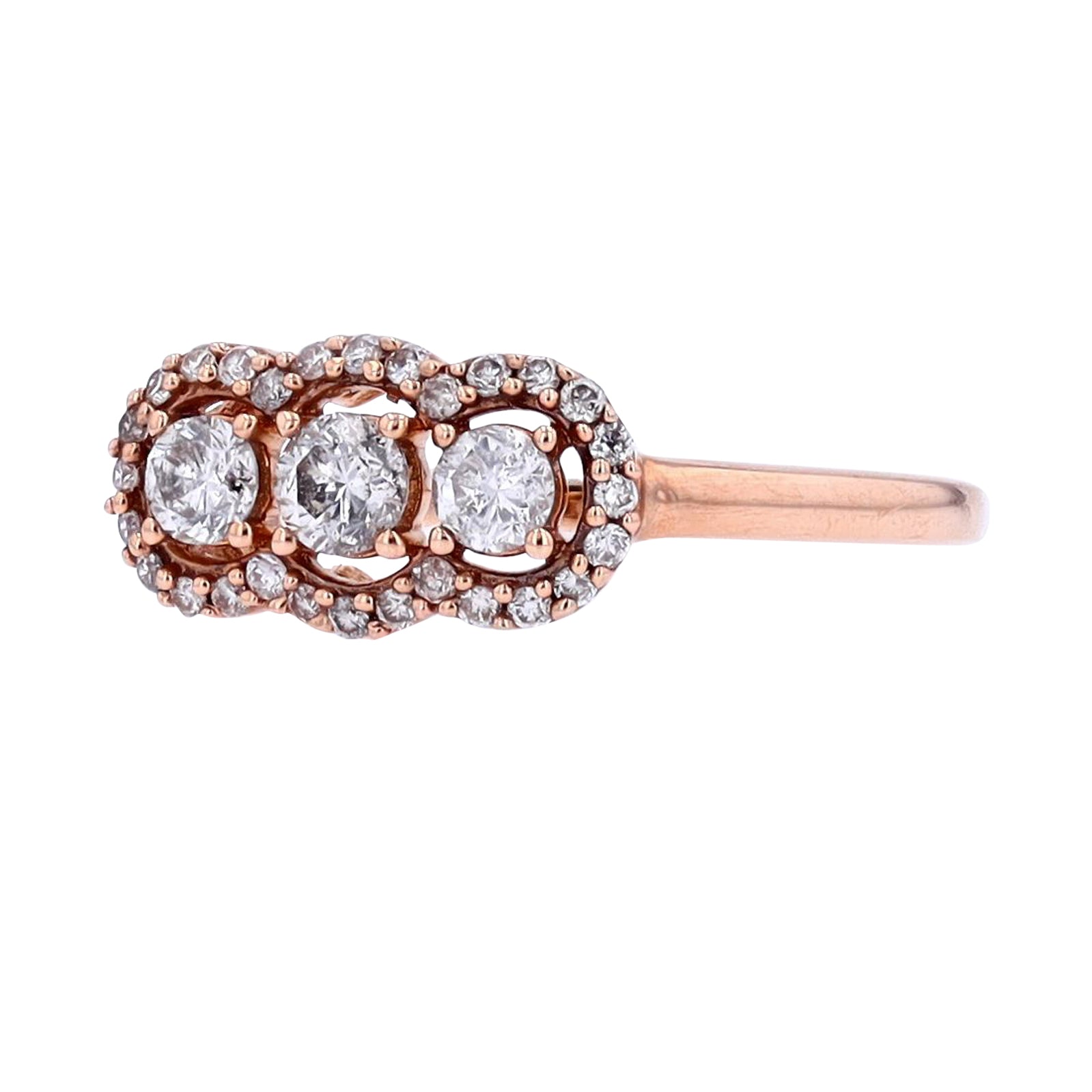 10K RG 1/2 CT Three Stone Engagement Ring