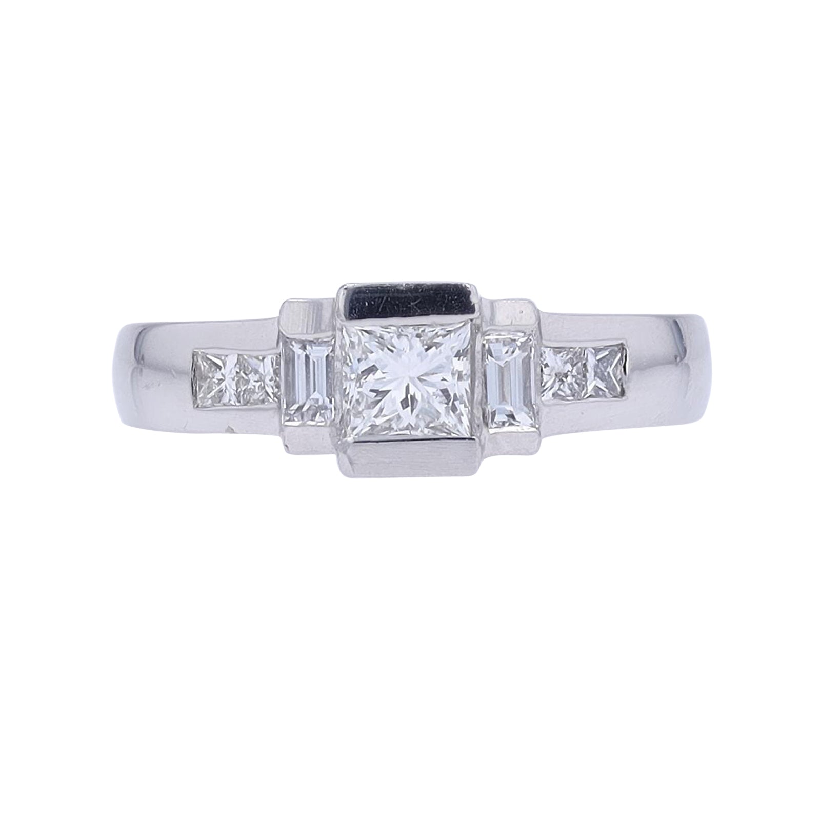 Platinum 0.42 CT Princess Cut Center Engagement Ring