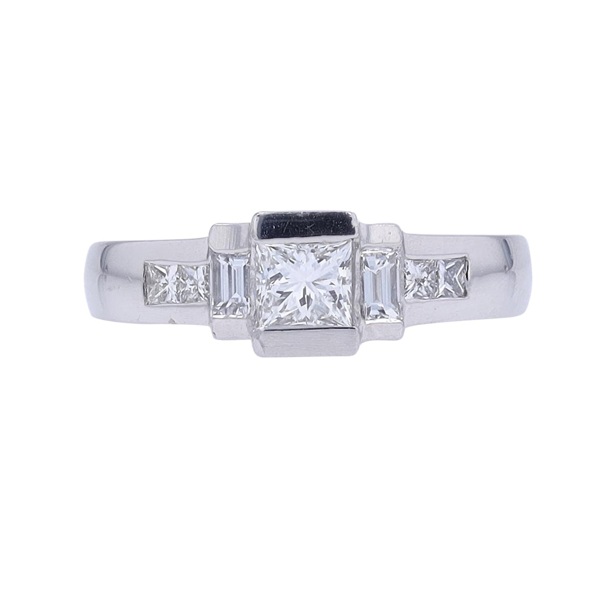 Platinum 0.42 CT Princess Cut Center Engagement Ring
