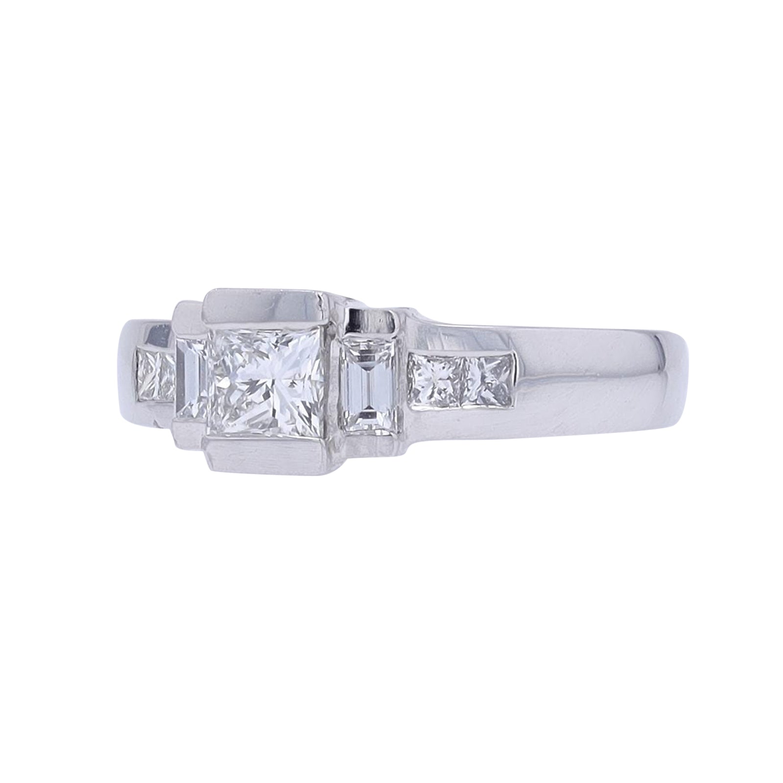 Platinum 0.42 CT Princess Cut Center Engagement Ring