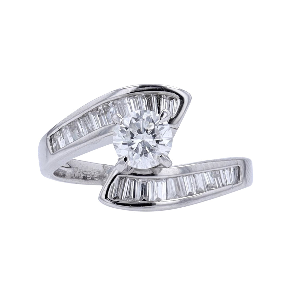 PT950 1/2 CT Center Bypass Engagement Ring
