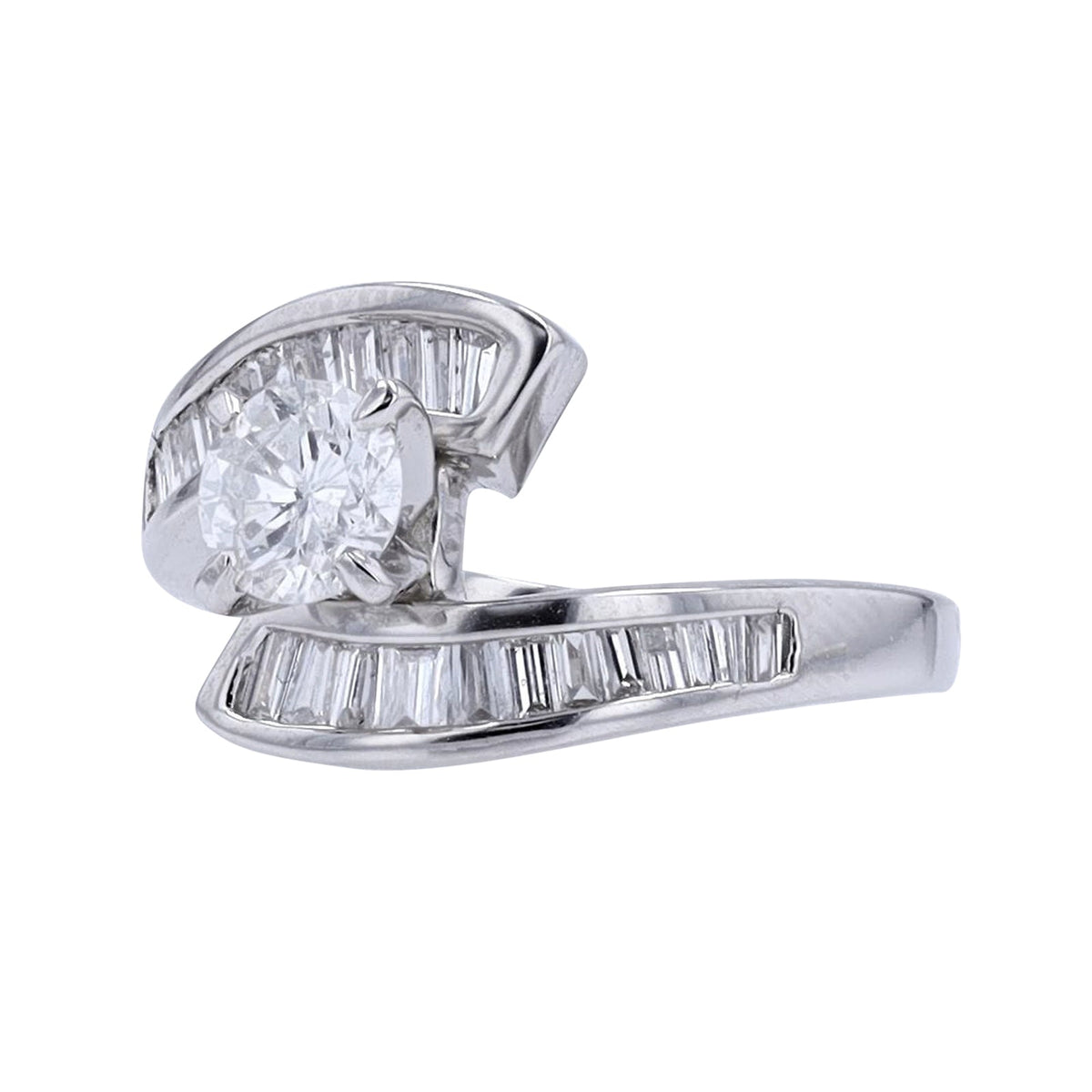 PT950 1/2 CT Center Bypass Engagement Ring