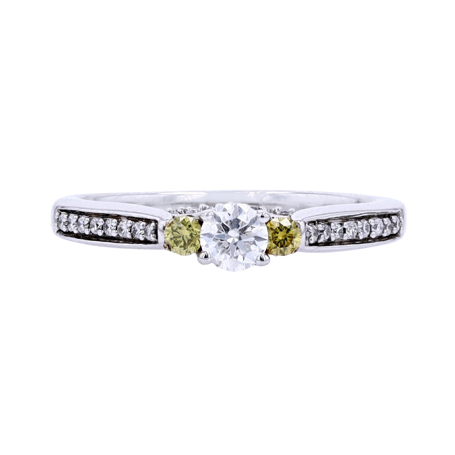 10K WG Three Stone Engagement Ring