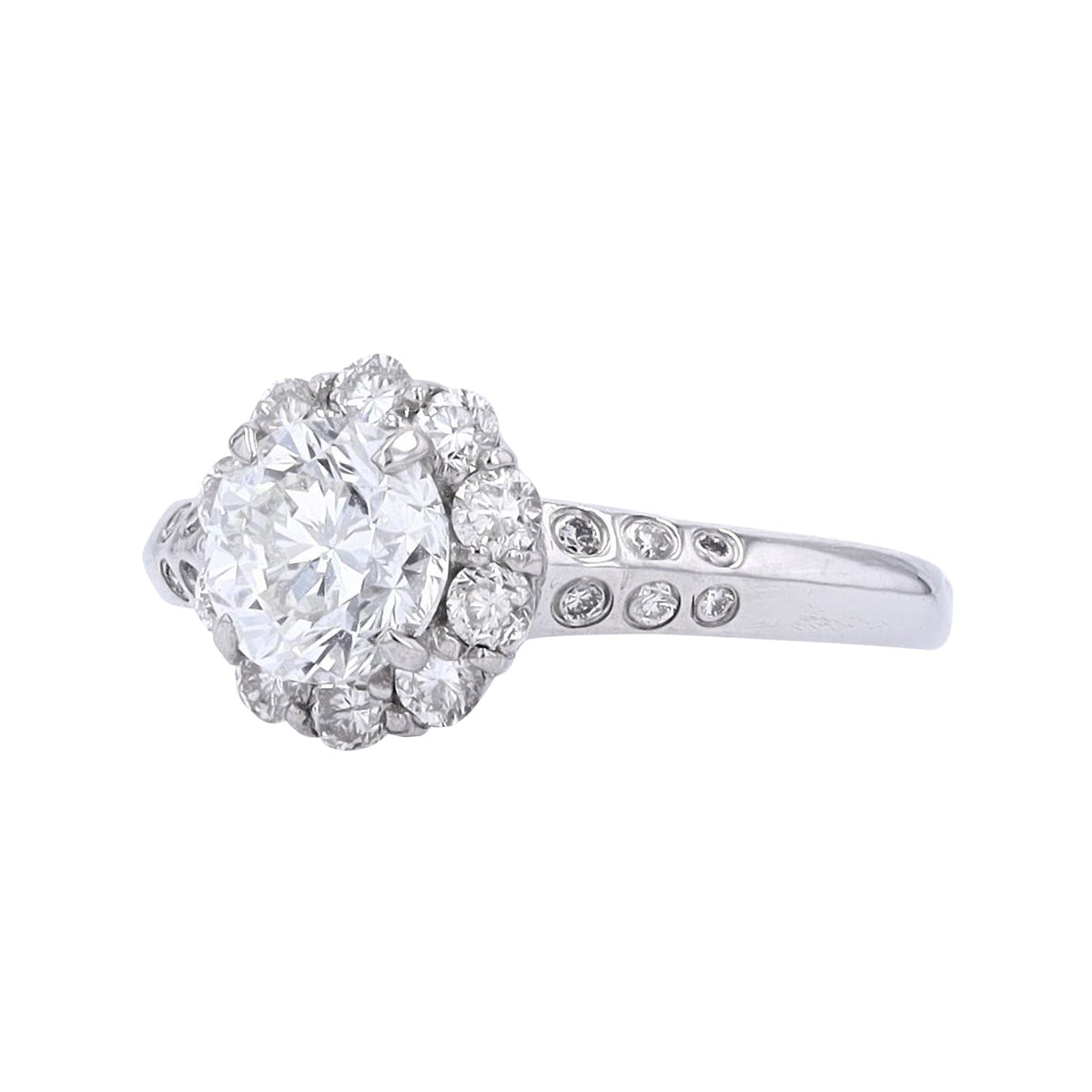 PT900 1 CT Center Halo Engagement Ring