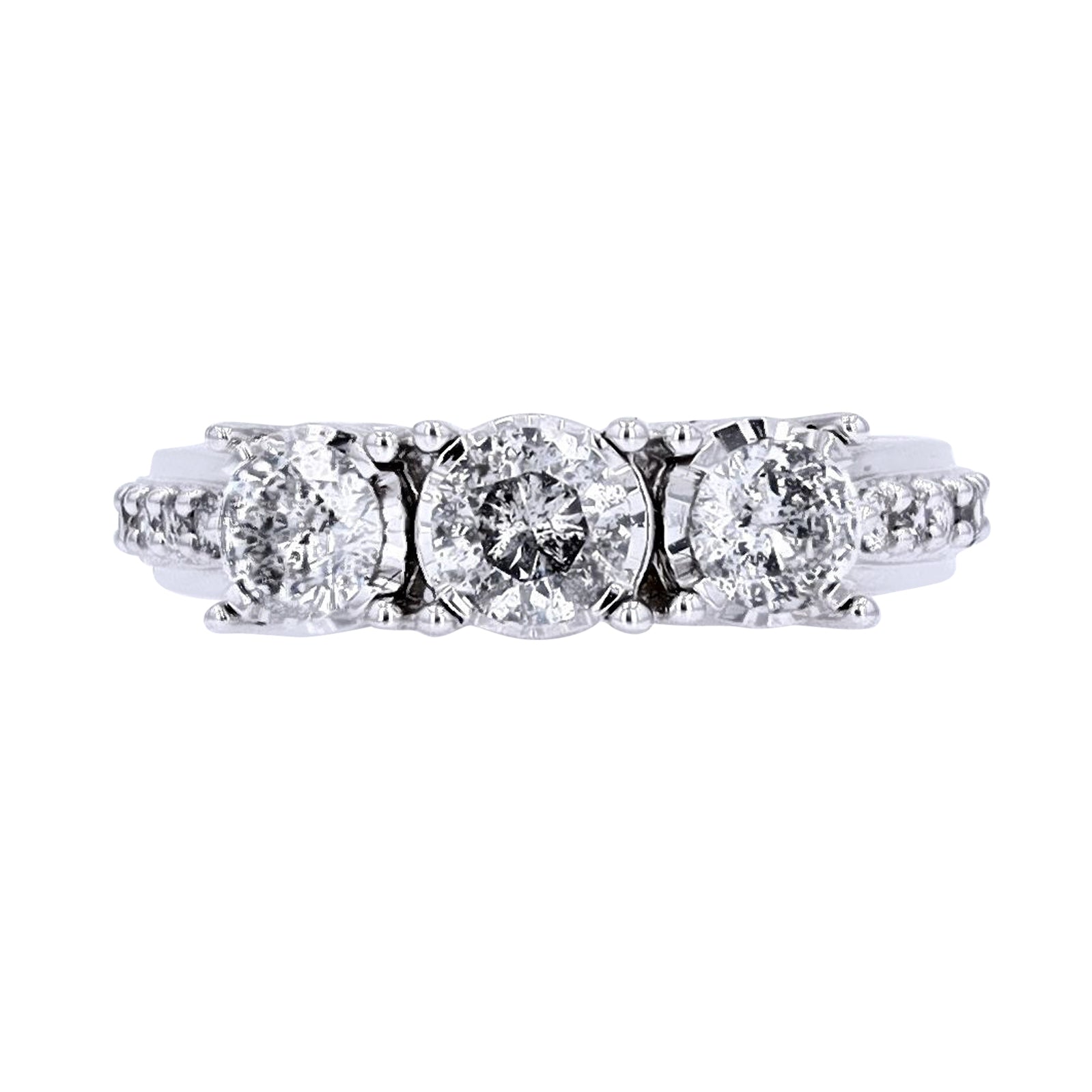 10K Three Stone Diamond Ring<p><strong>More Colors Available</p></strong>