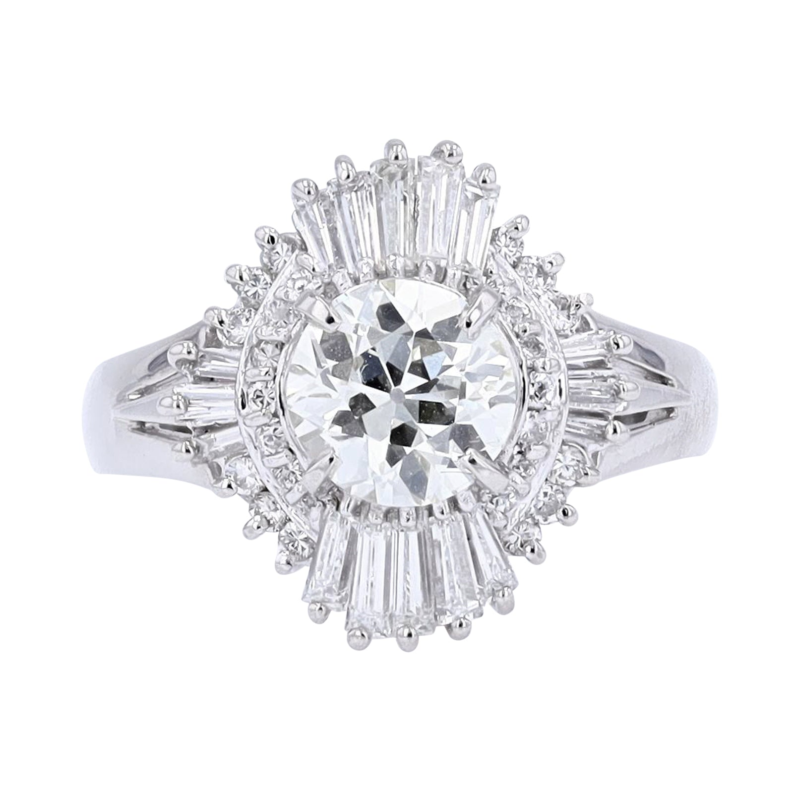 PT900 1.09 CTR Euro Engagement Ring