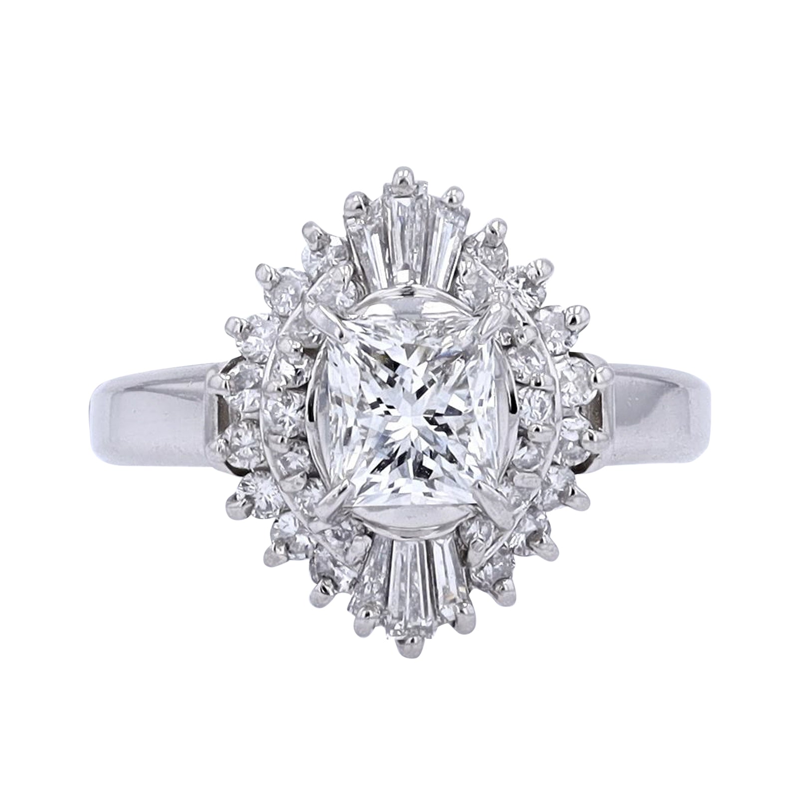 PT900 1.01 CT Princess Cut Center Engagement Ring<p><strong>GIA Available</p></strong>