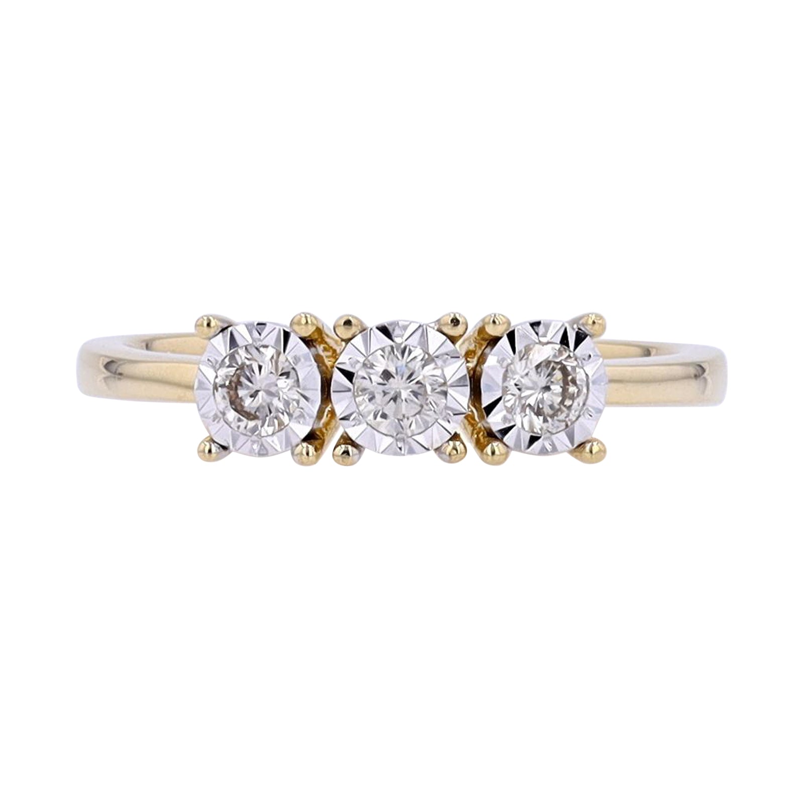 10K Three Stone Miracle Set Ring<p><strong>More Colors Available</p></strong>