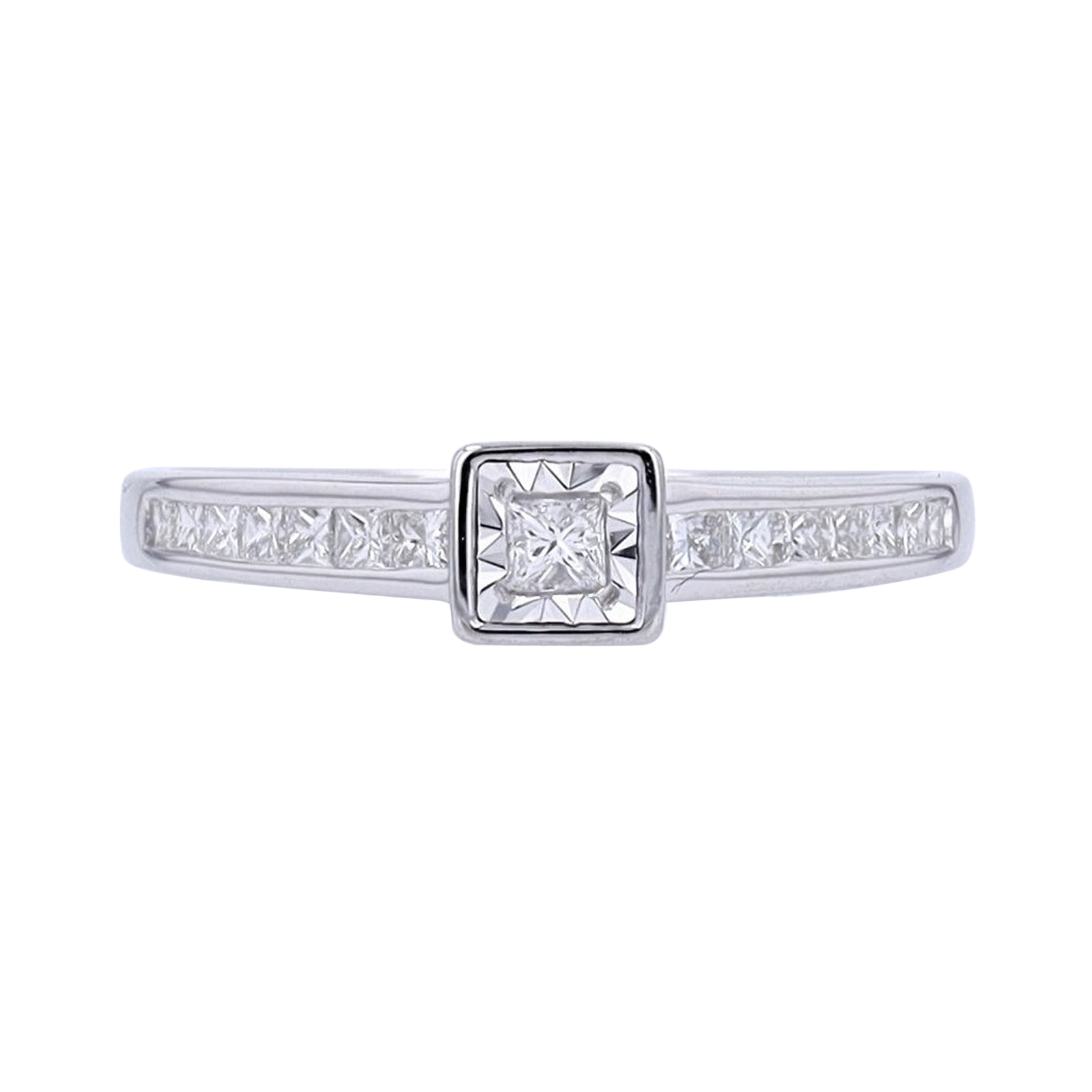 10K Princess Cut Center Engagement Ring<p><strong>More Colors Available</p></strong>