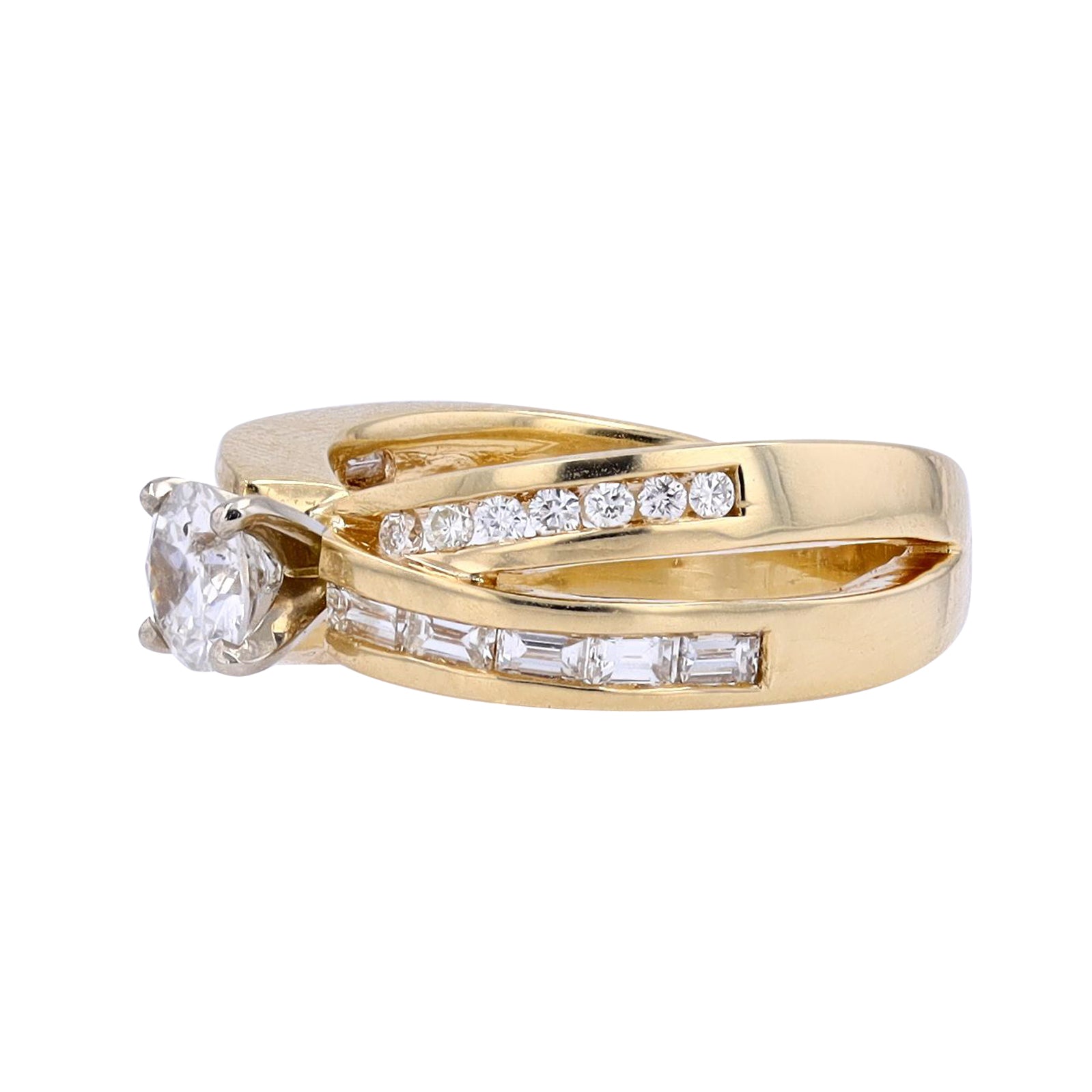 14K YG .66 CTR Diamond Crossover Ring