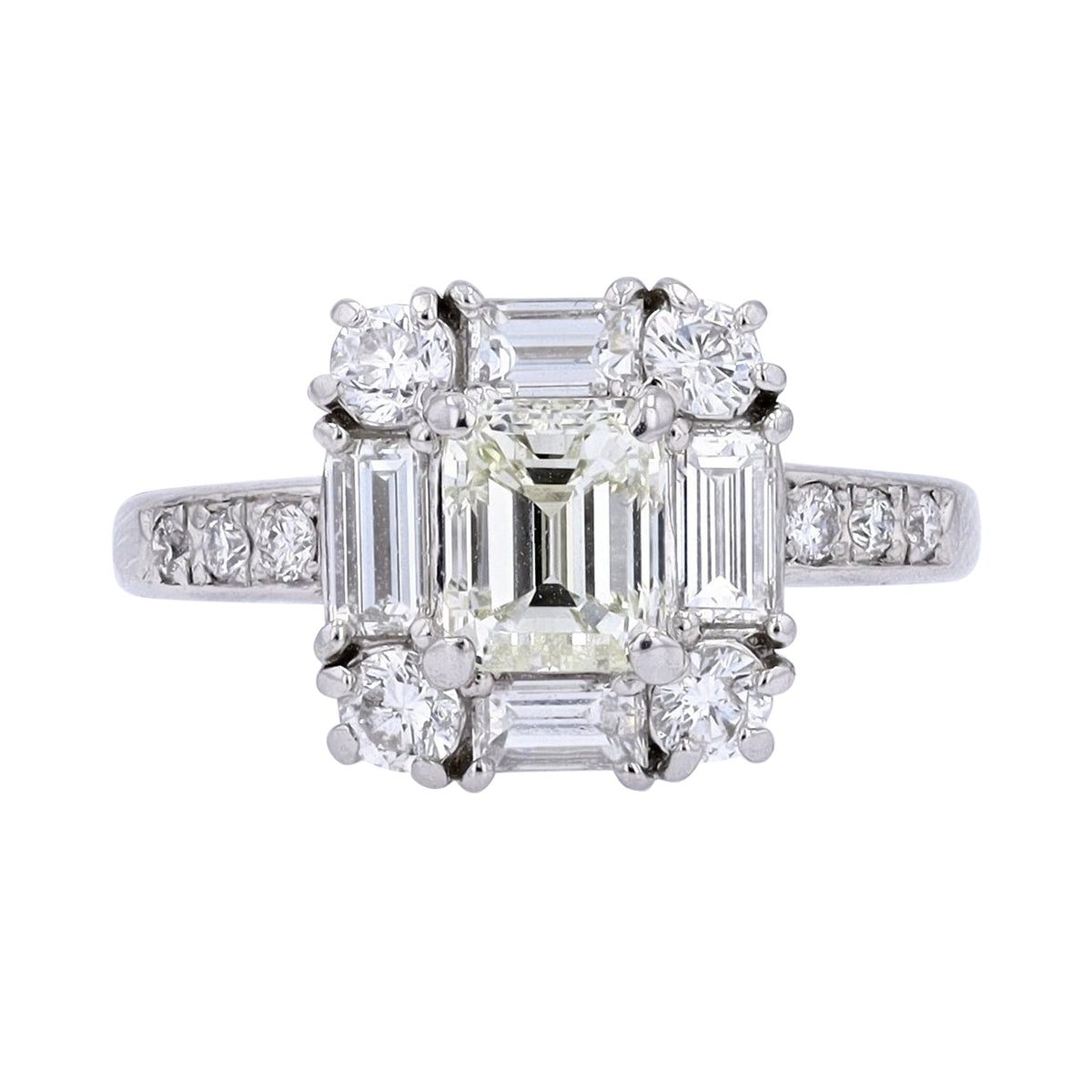 PT900 1.01 CTR Emerald Cut Engagement Ring