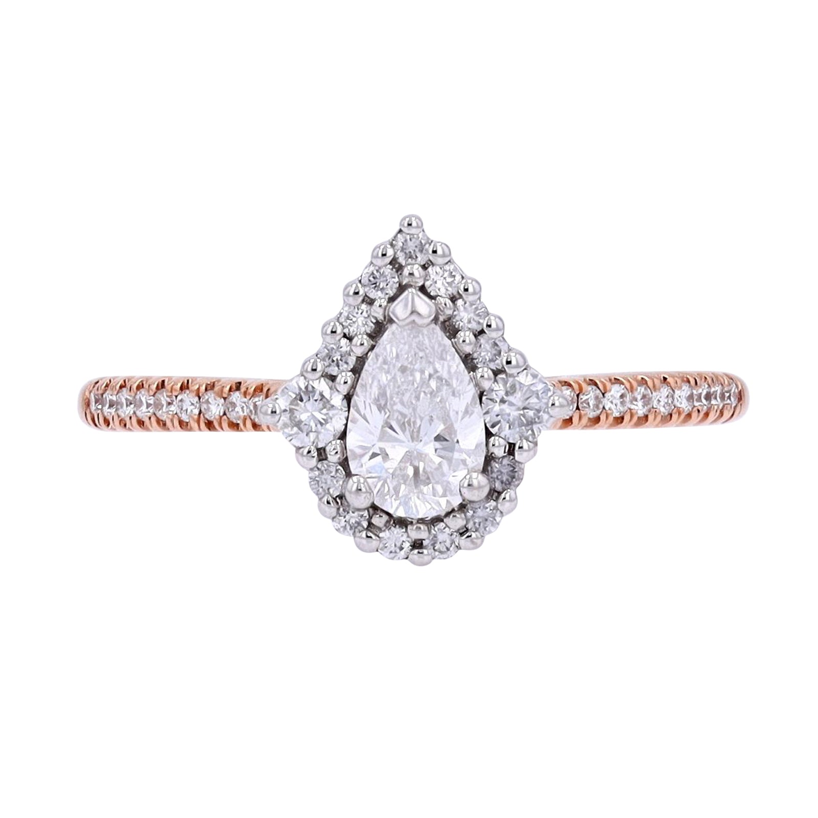 14K TT 0.40 CTR Pear Cut Engagement Ring