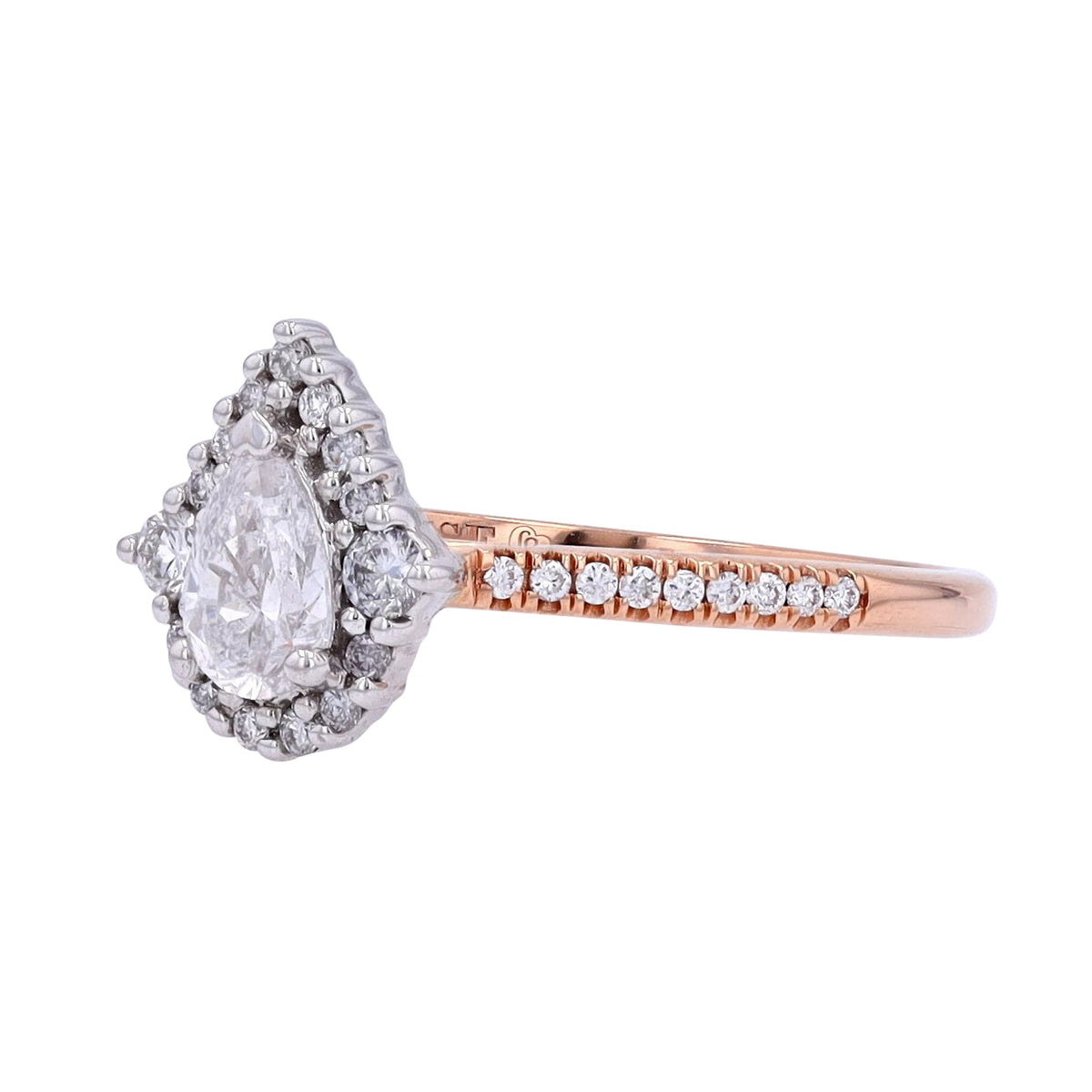 14K TT 0.40 CTR Pear Cut Engagement Ring